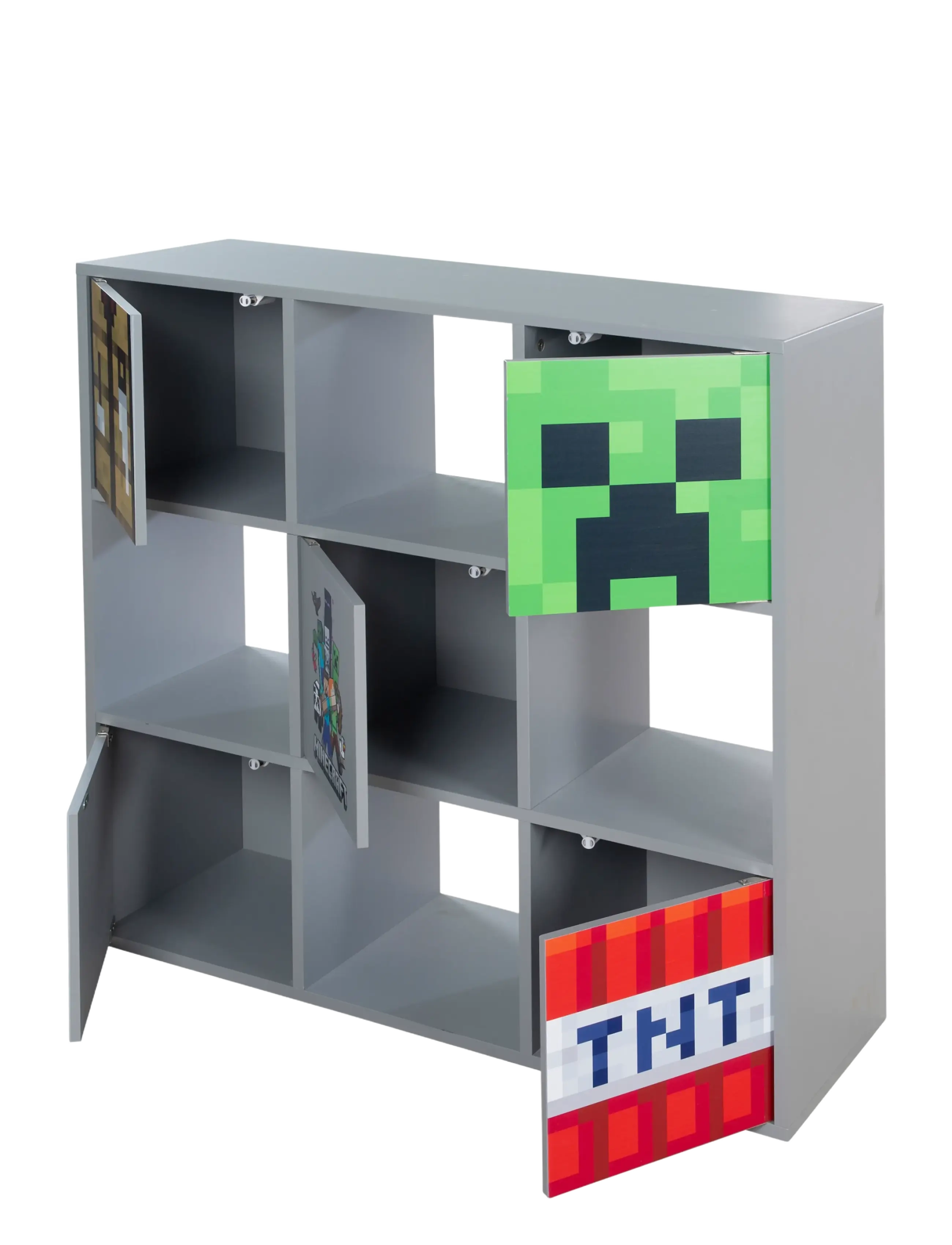 Minecraft - Shelf unit with 4 compartments and 5 doors, push-open - opbevaringsmøbler - multicolor - 5