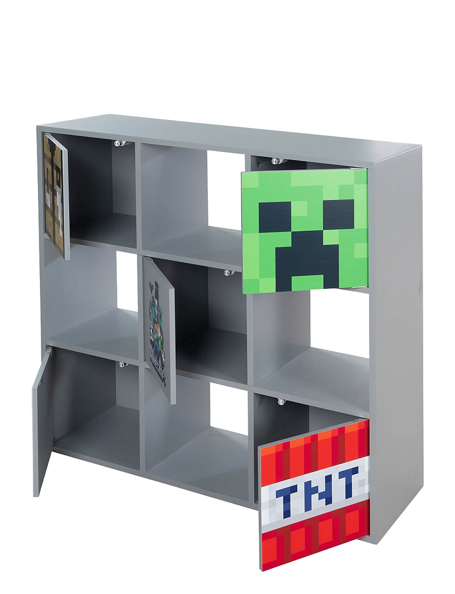 Minecraft - Shelf unit with 4 compartments and 5 doors, push-open - opbevaringsmøbler - multicolor - 5