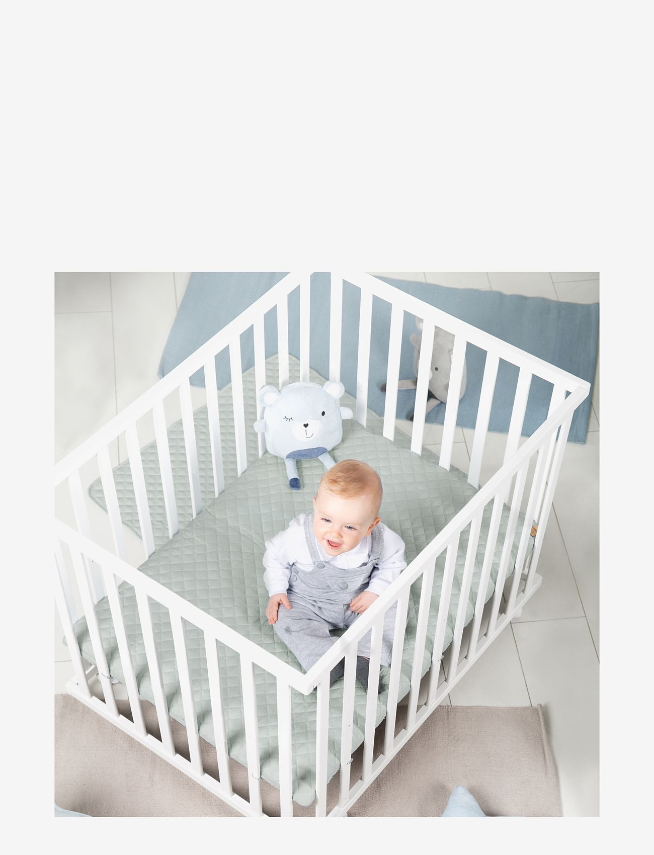 ROBA - Playpen 75 x 100 roba Style with mattress - lekhagar - white & green - 1