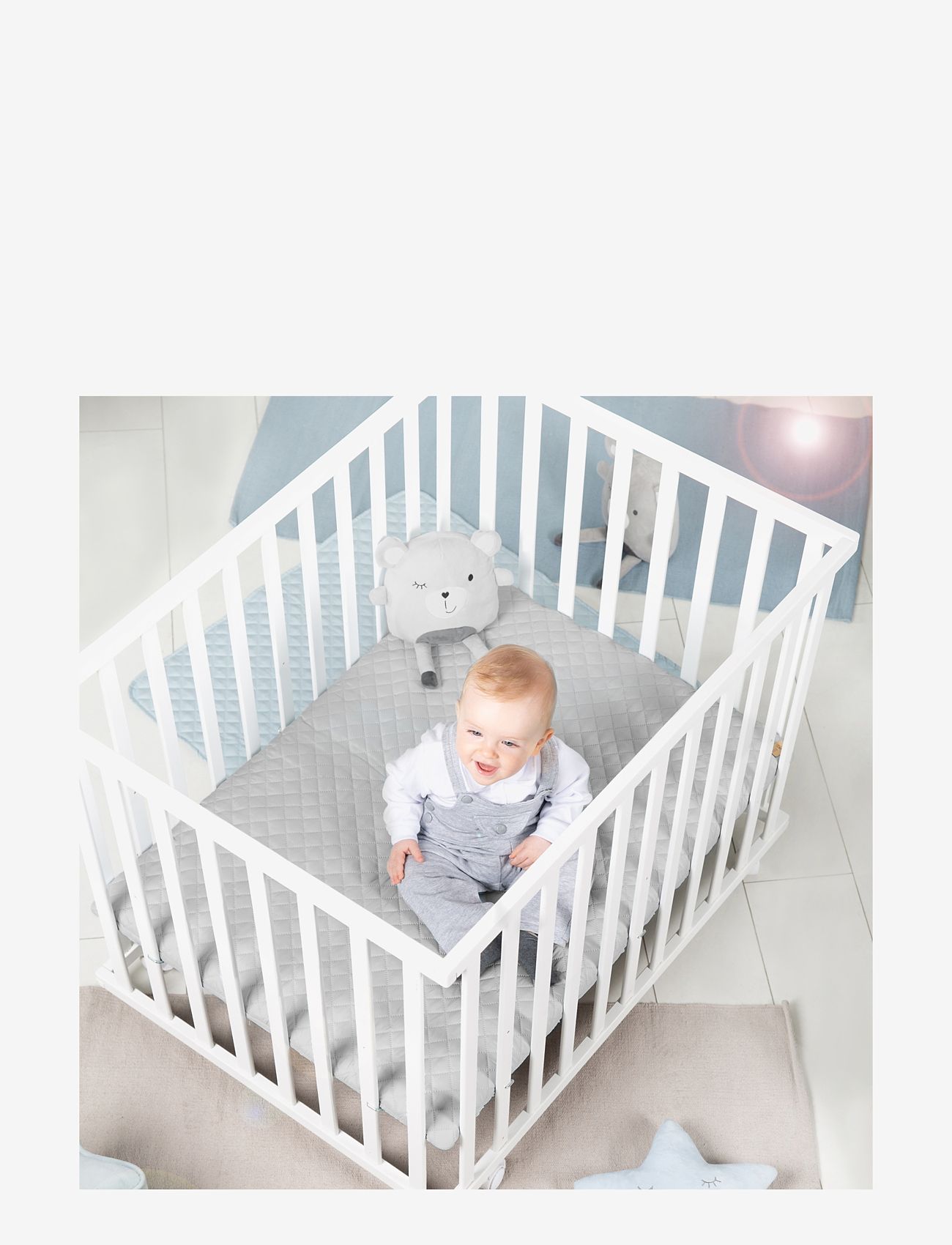 ROBA - Playpen 75 x 100 roba Style with mattress - parcs - white & grey - 1