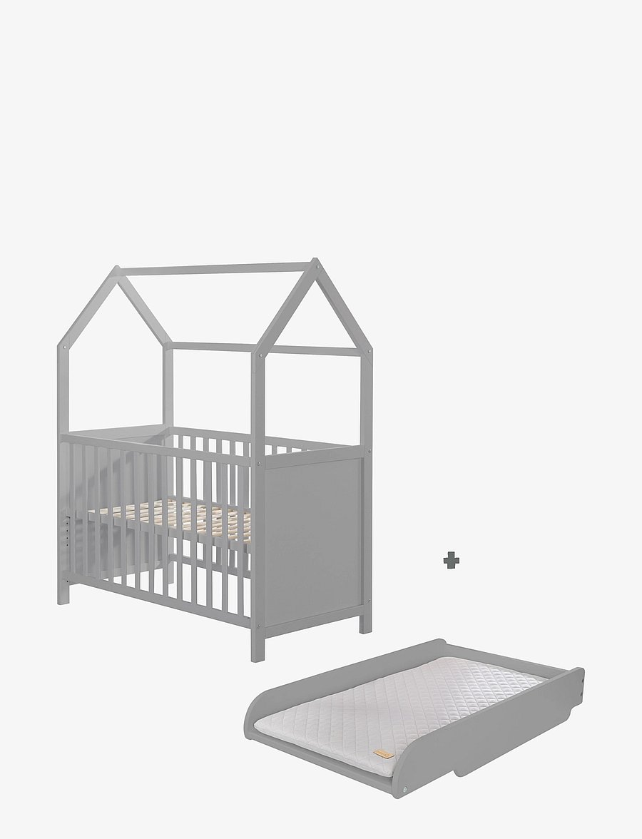 ROBA - House Bed 60 x 120cm + Changing Top - spjälsängar - taupe - 0