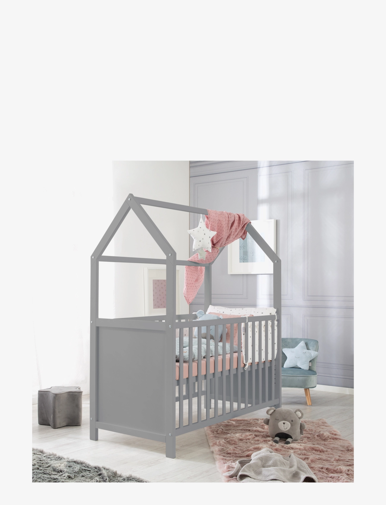 ROBA - House Bed 60 x 120cm + Changing Top - babyværelse - taupe - 4