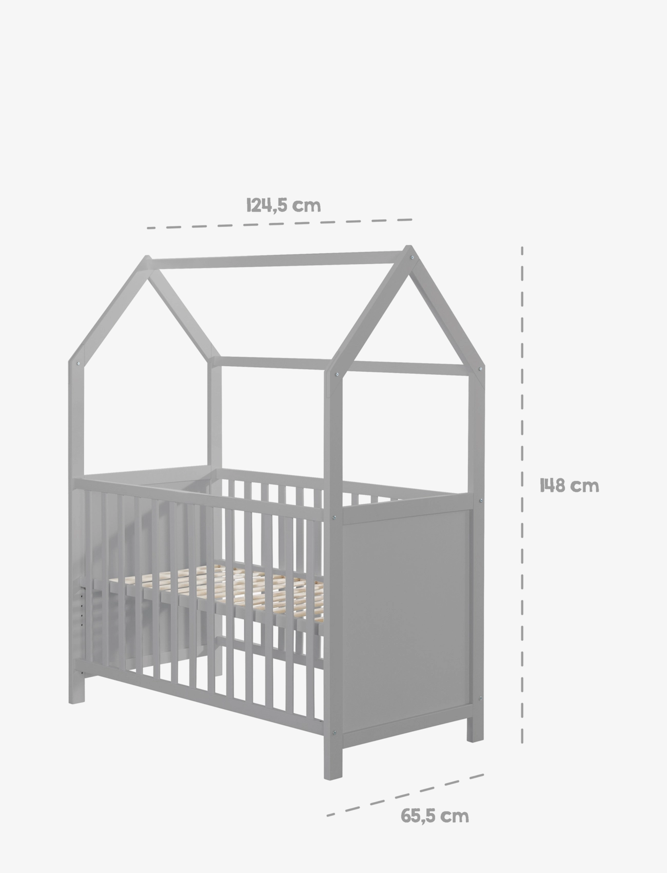 ROBA - House Bed 60 x 120cm + Changing Top - babyværelse - taupe - 5