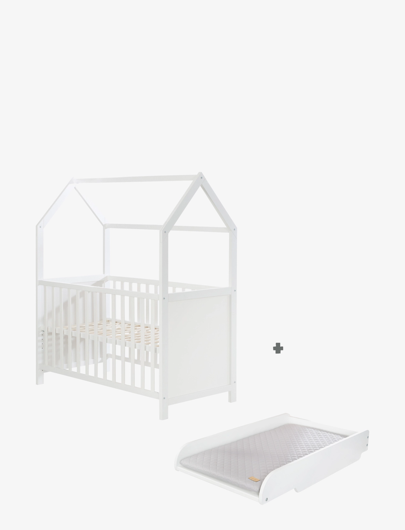 ROBA House Bed 60 x 120cm + Changing Top - Deals - WHITE / white