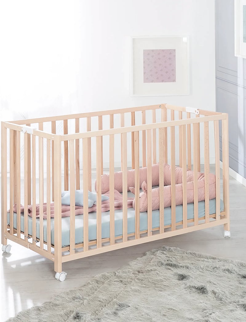 ROBA - Wooden Foldable Cot 60 x 120 cm - tremmesenge - natural organic beech - 0