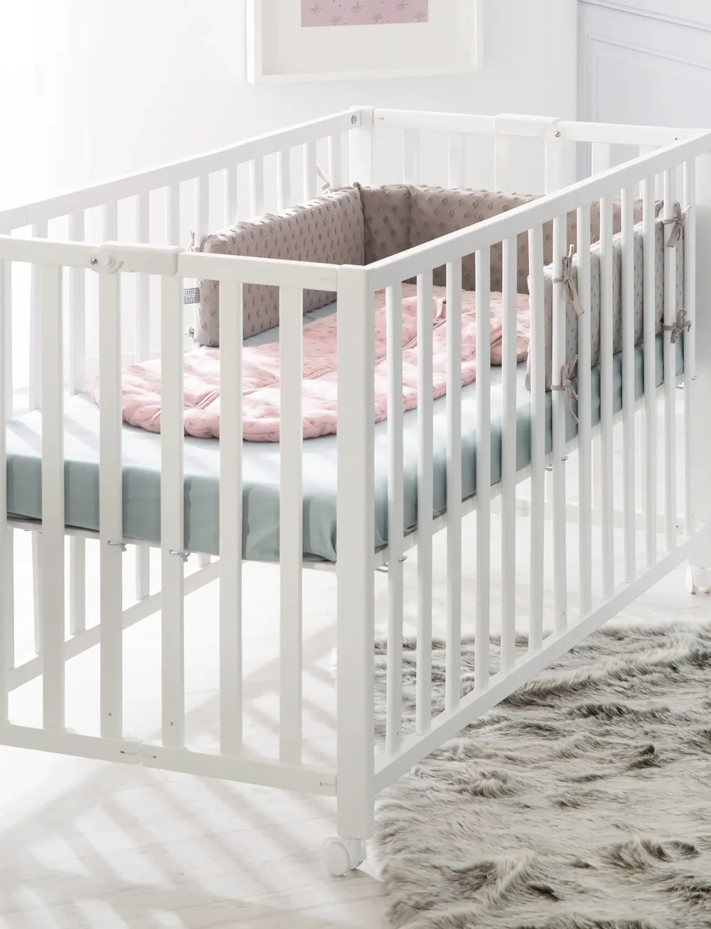 ROBA - Wooden Foldable Cot 60 x 120 cm - spjälsängar - white - 0