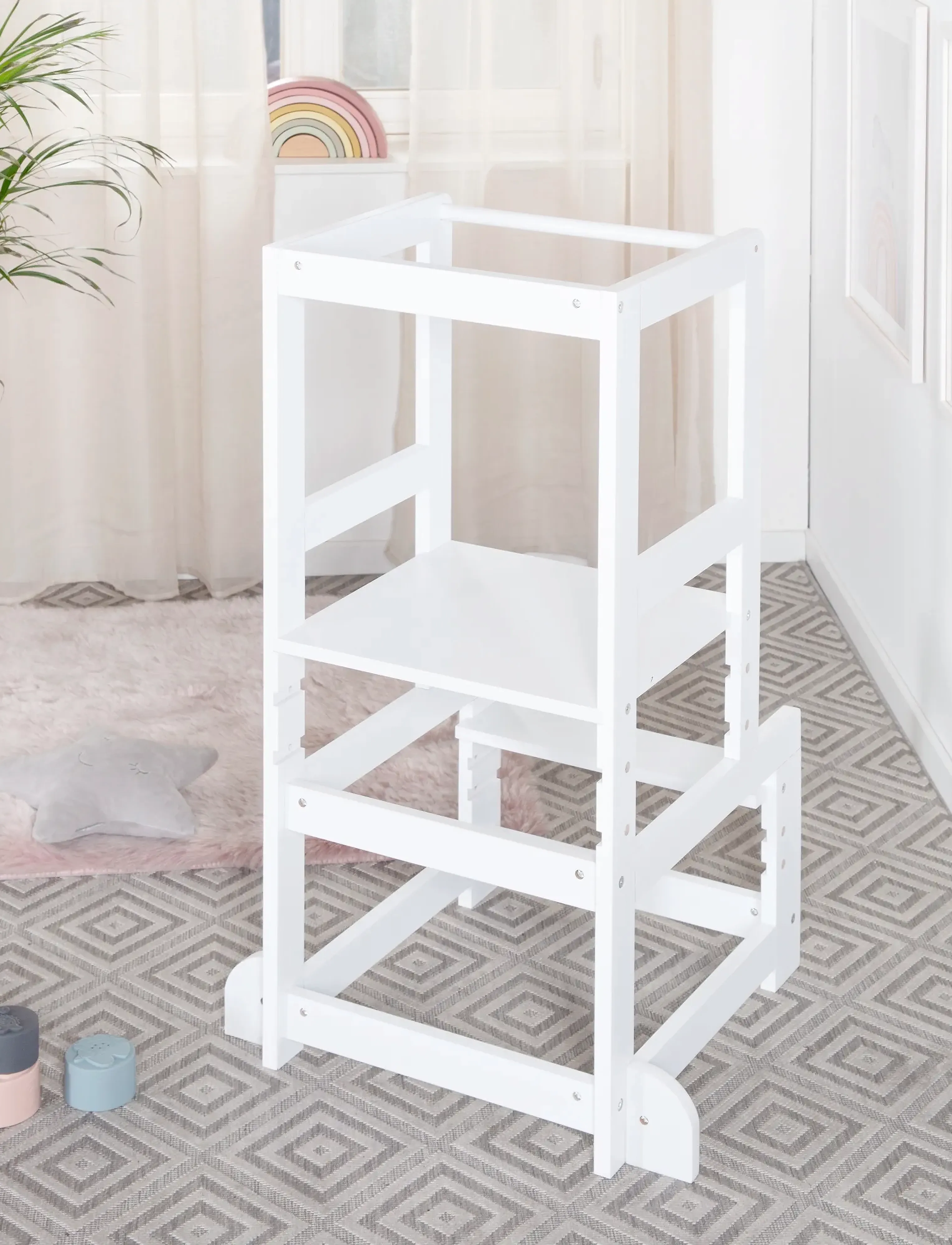 ROBA Convertible Montessori Learning Tower, 90X 45X 47 cm, Furniture, Weiß - Chairs & Stools, Kinder