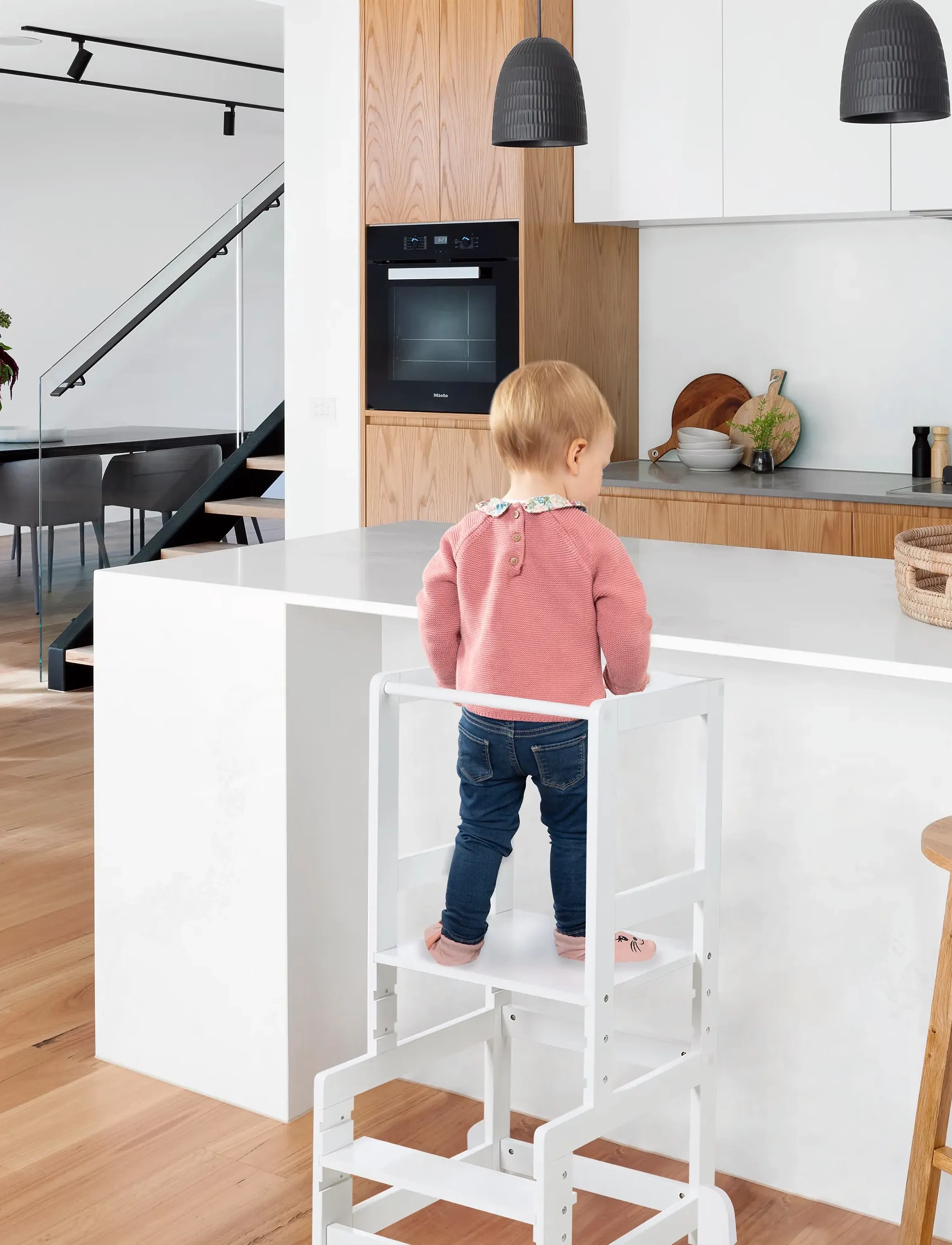 ROBA - Convertible Montessori Learning Tower - hjälpa till pallar - white - 4