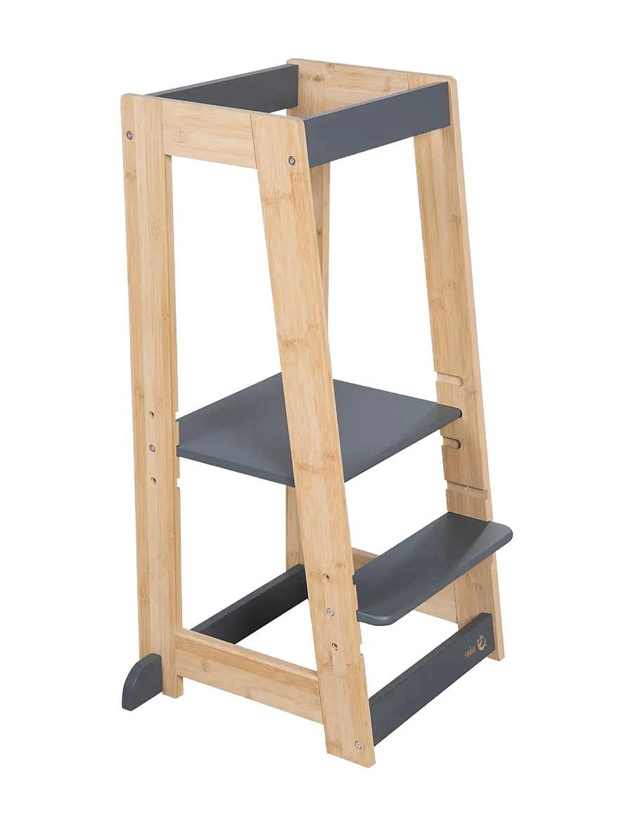 ROBA - Learning Tower Made of Wood - lernturm - anthracite-bamboo - 2