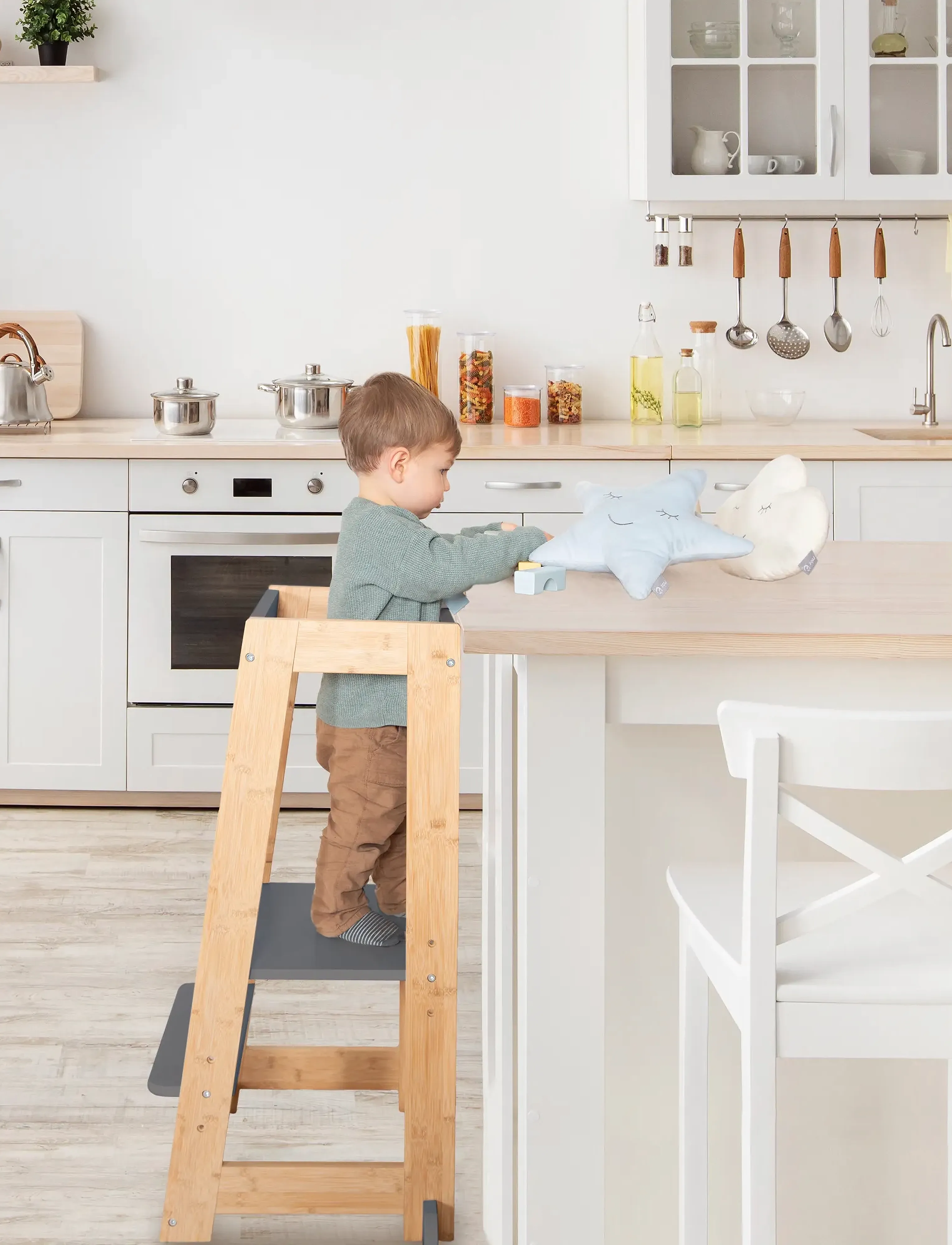 ROBA Learning Tower Made Of Wood, 88X 54X 43.5 cm, Furniture, Weiß - Chairs & Stools, Kinder