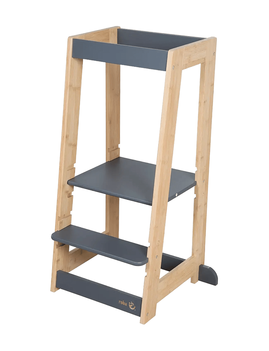 ROBA - Learning Tower Made of Wood - lernturm - anthracite-bamboo - 5