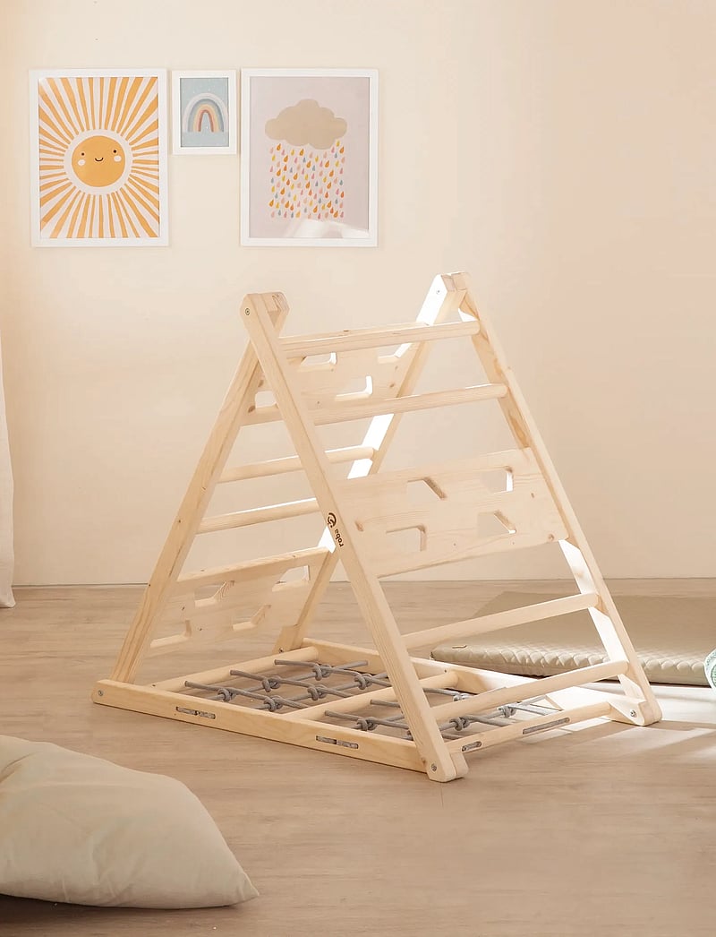 ROBA - Wooden climbing triangle - liikumisoskuste mööbel - natural untreated - 0