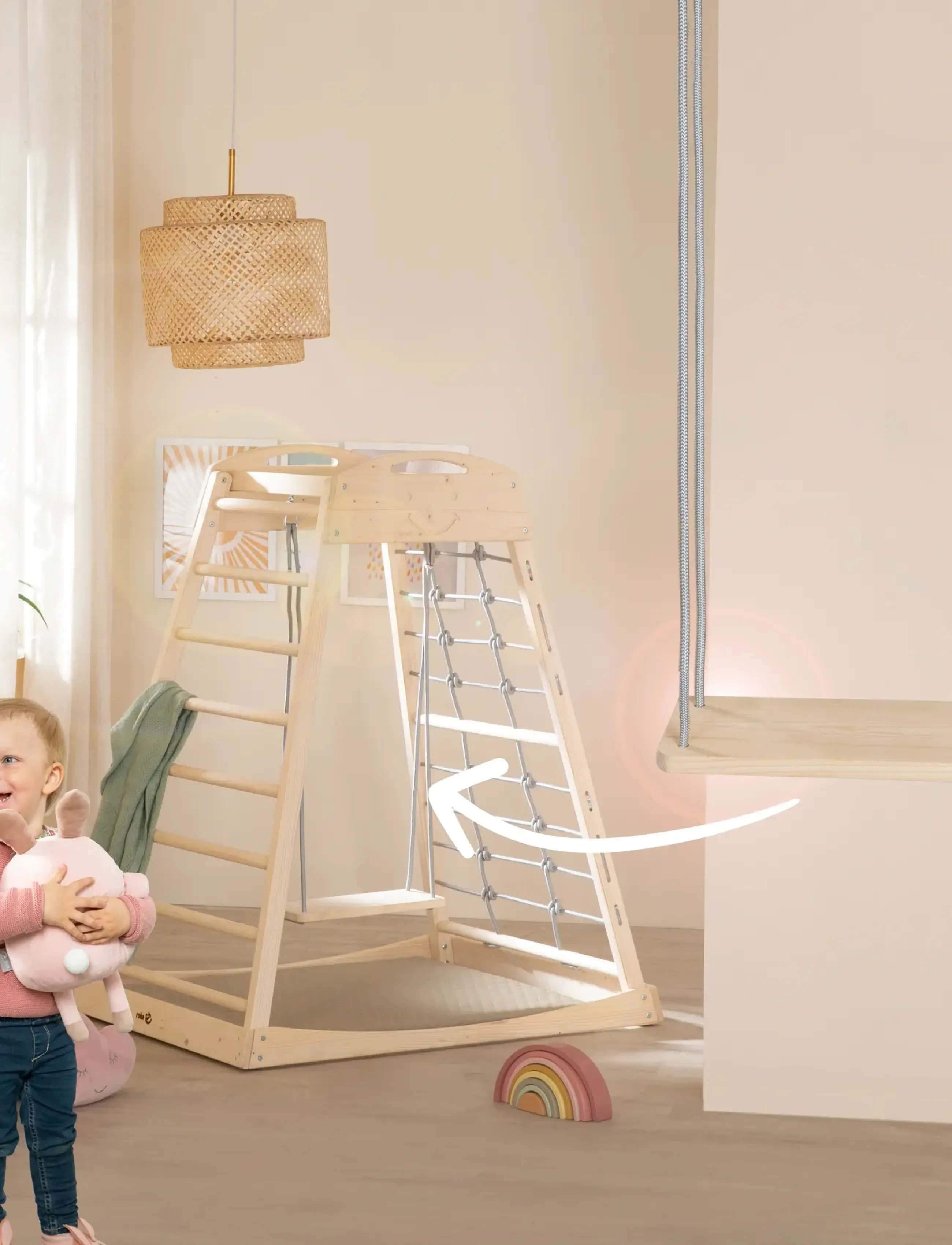ROBA - Montessori indoor play tower - motoriska möbler - natural untreated - 3