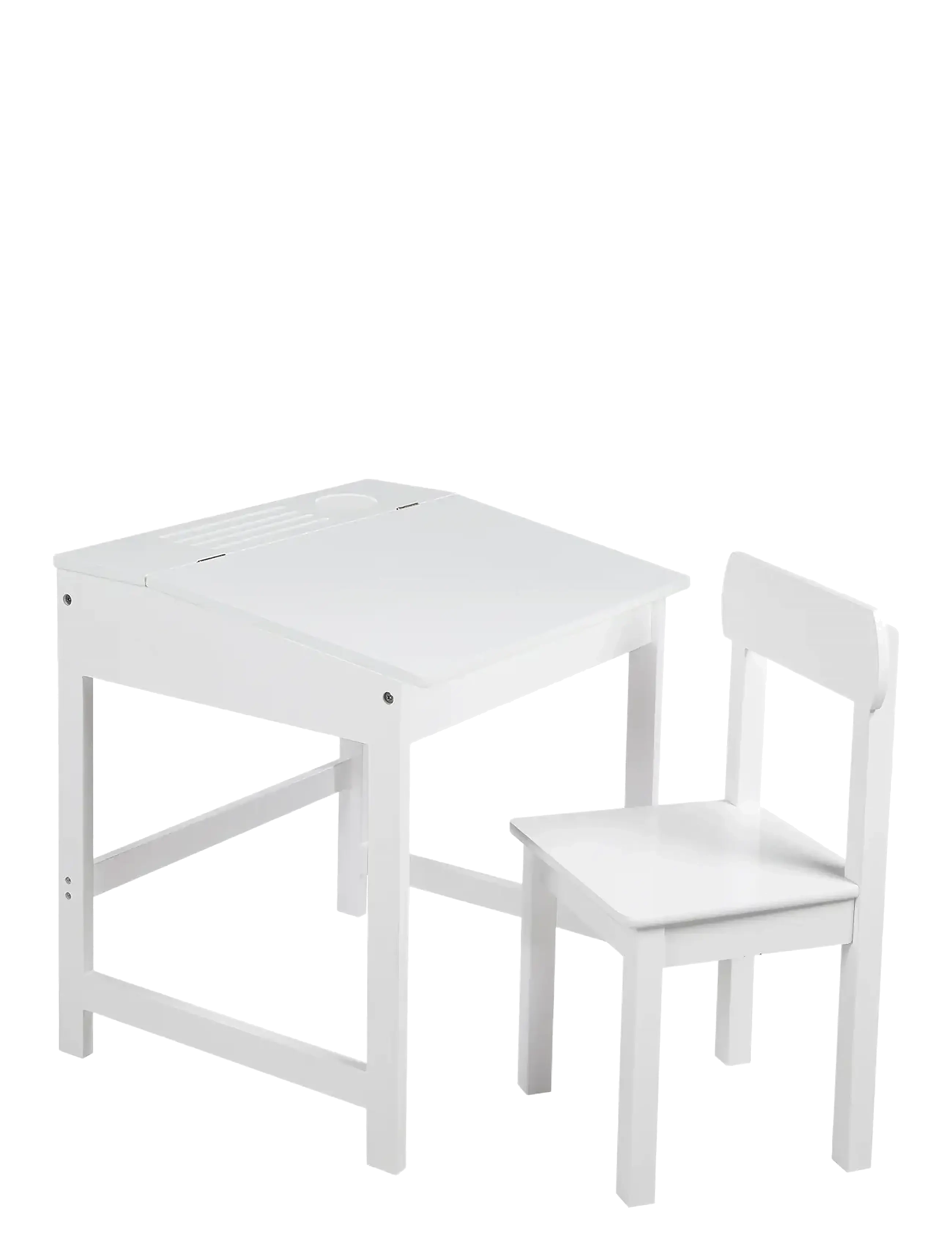 ROBA Wooden Children's School Desk With Chair, Kids Bedroom Sæt, Hvid, Str: ONE SIZE