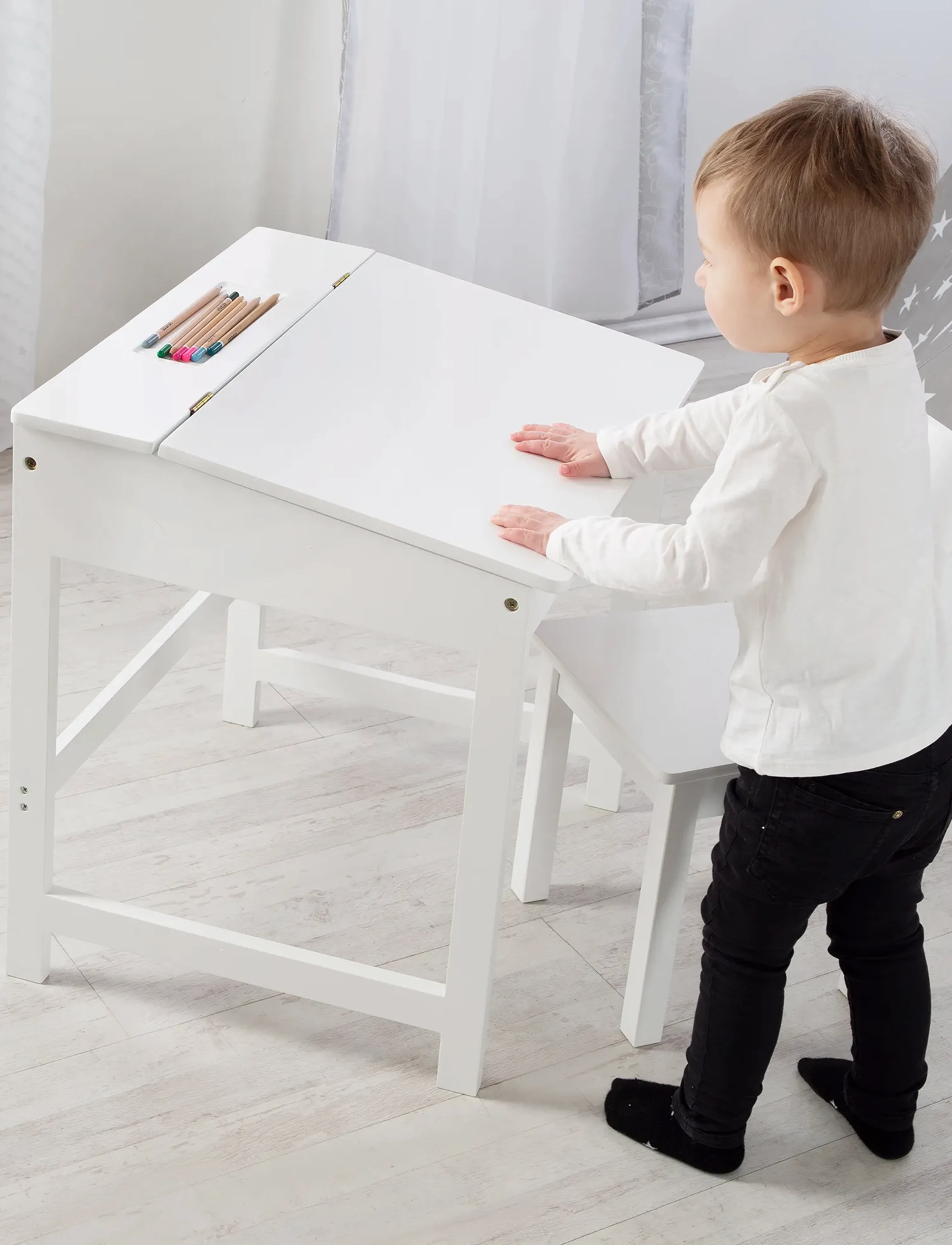 ROBA Wooden Children's School Desk With Chair, One Size, Furniture, Weiß - Kids Bedroom Sets, Kinder