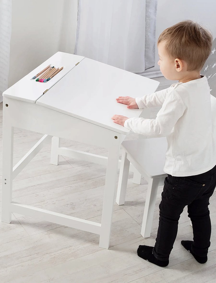 ROBA - Wooden Children's School Desk With Chair - lastetoa komplektid - white - 0