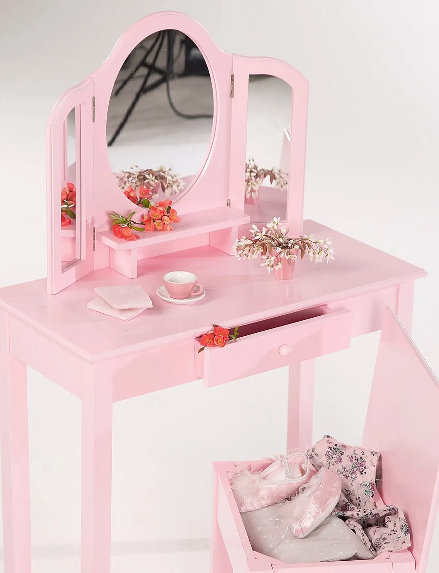 ROBA - Wooden Children's Dressing Table - lauad - pink - 0
