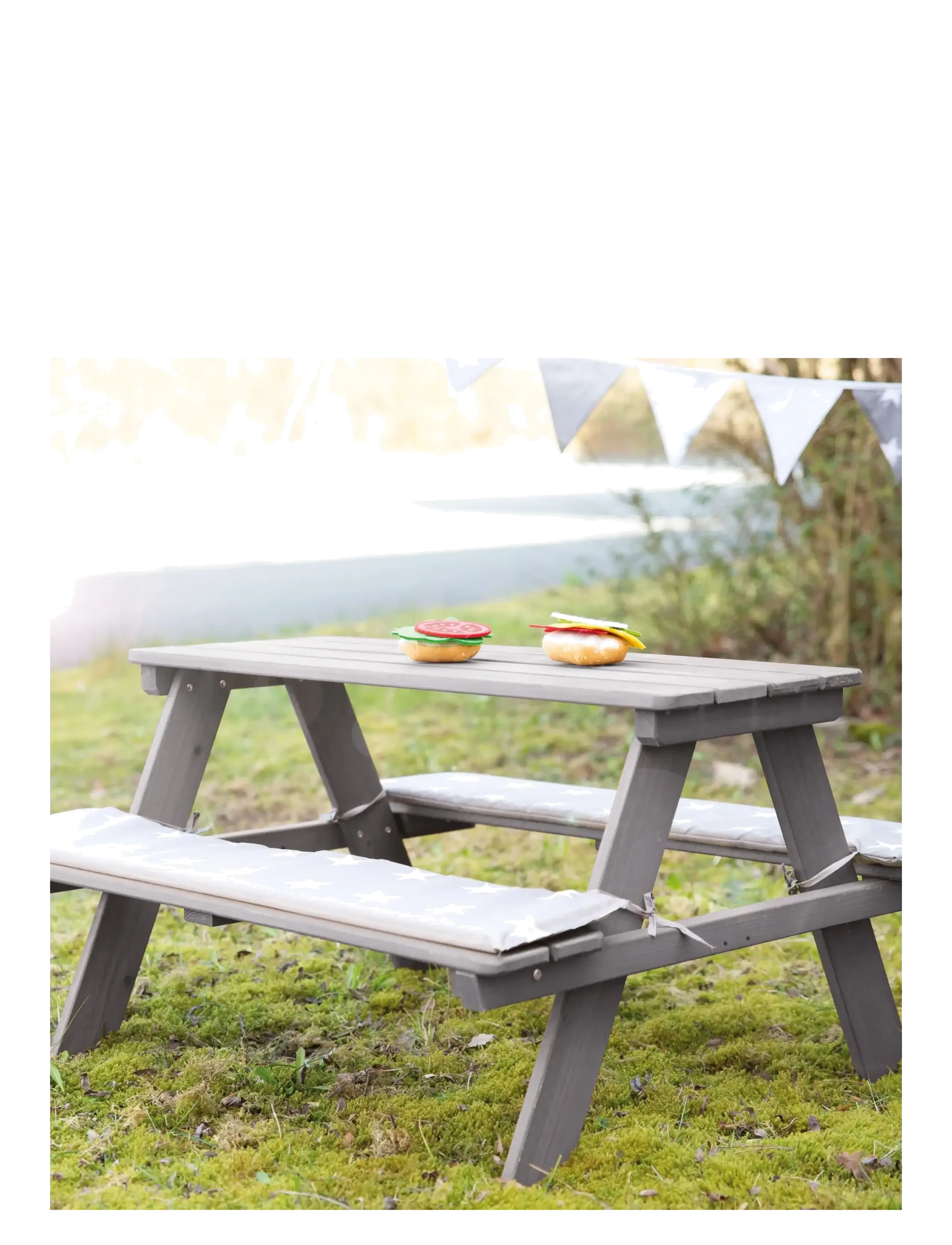 ROBA - Outdoor+ 'PICKNICK for 4' children's picnic bench and table. - utemøbler - gray - 2