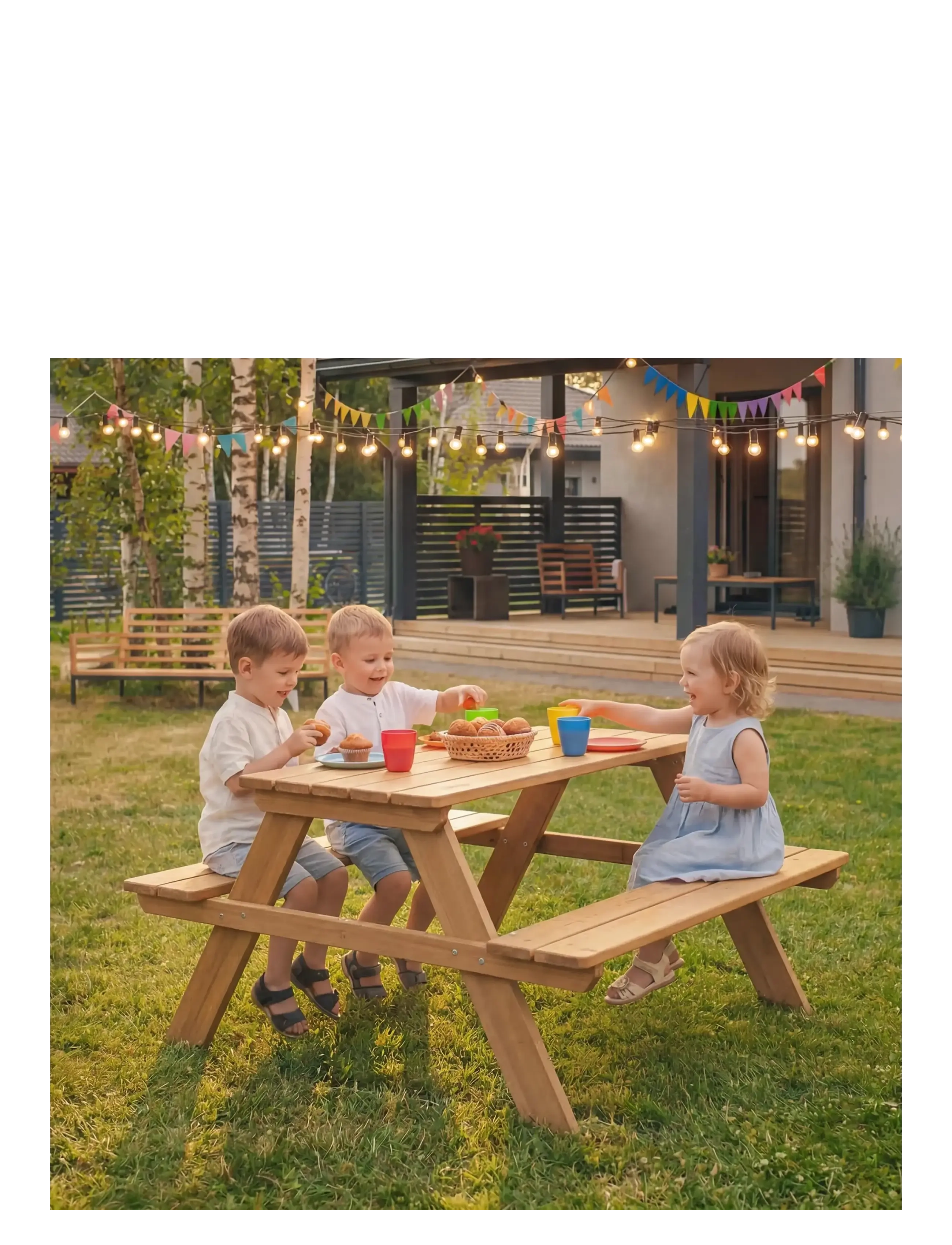 ROBA Outdoor+ 'PICKNICK for 4' children's picnic bench and table - Kids home - TEAKHOLZ FARBEN / brown