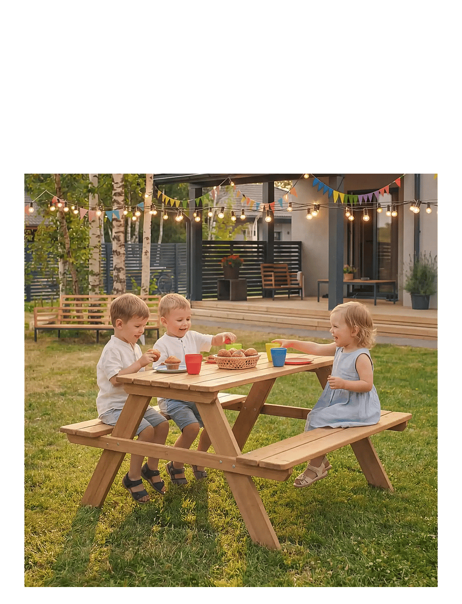 ROBA - Outdoor+ 'PICKNICK for 4' children's picnic bench and table - utemøbler - teakholz farben - 0