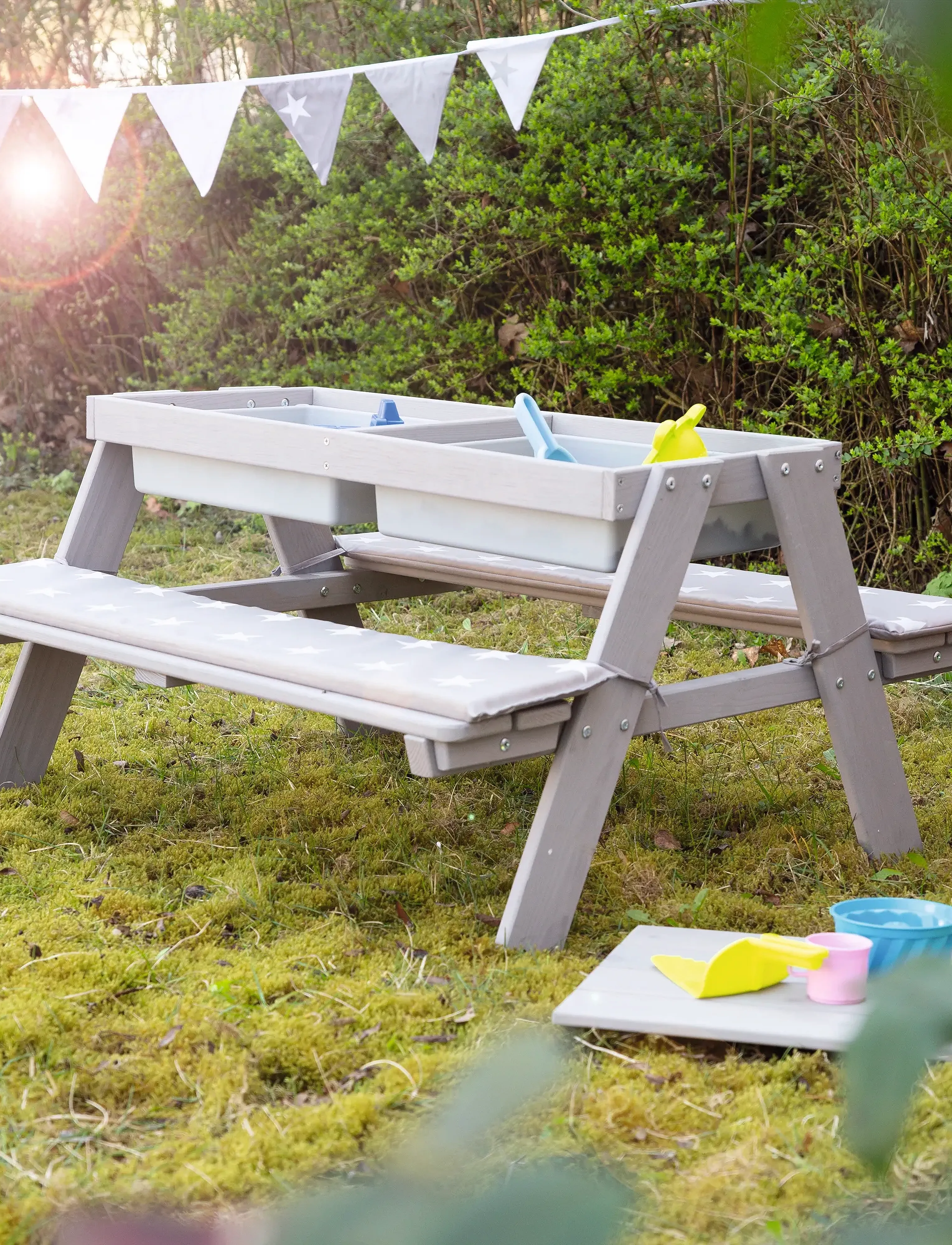ROBA Children's Solid Wood Picnic Table With Sand Tub, One Size, Furniture, Rosa - Tables, Kinder