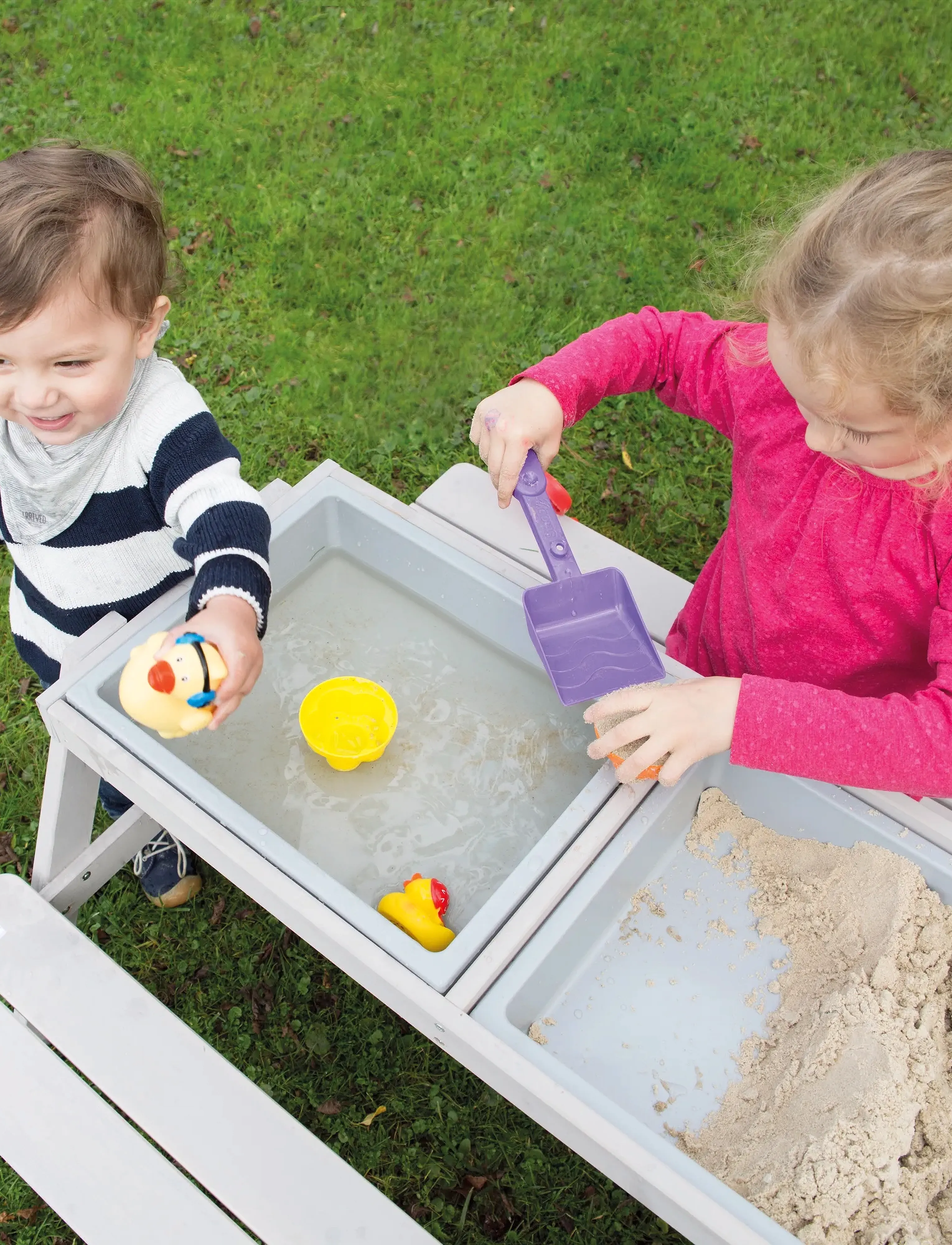 ROBA - Children's Solid Wood Picnic Table With Sand Tub - välimööbel - gray - 4