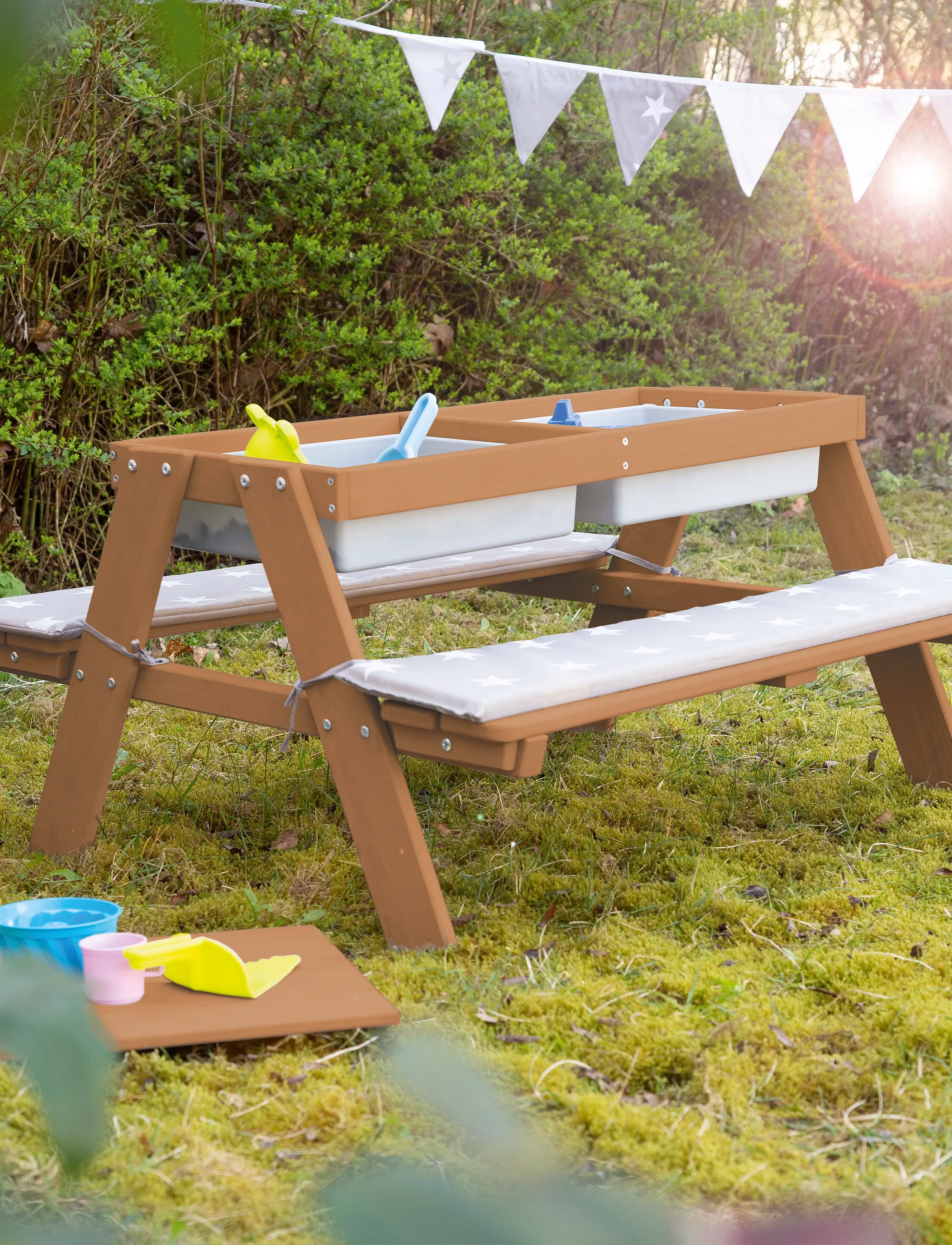 ROBA Children's Solid Wood Picnic Table With Sand Tub, One Size, Furniture, Mehrfarbig/gemustert - Tables, Kinder
