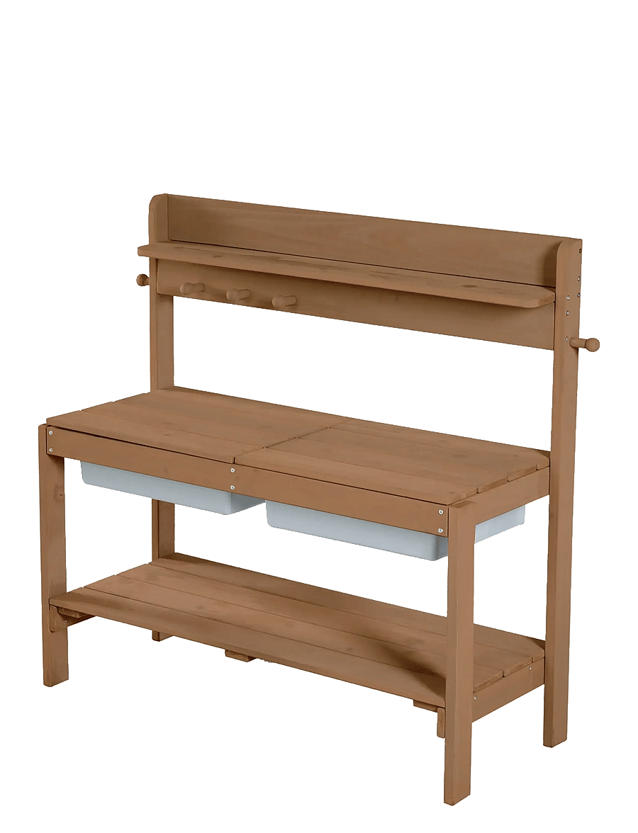 ROBA - Outdoor FUN mud kitchen with 2 plastic play tubs - teak - 0