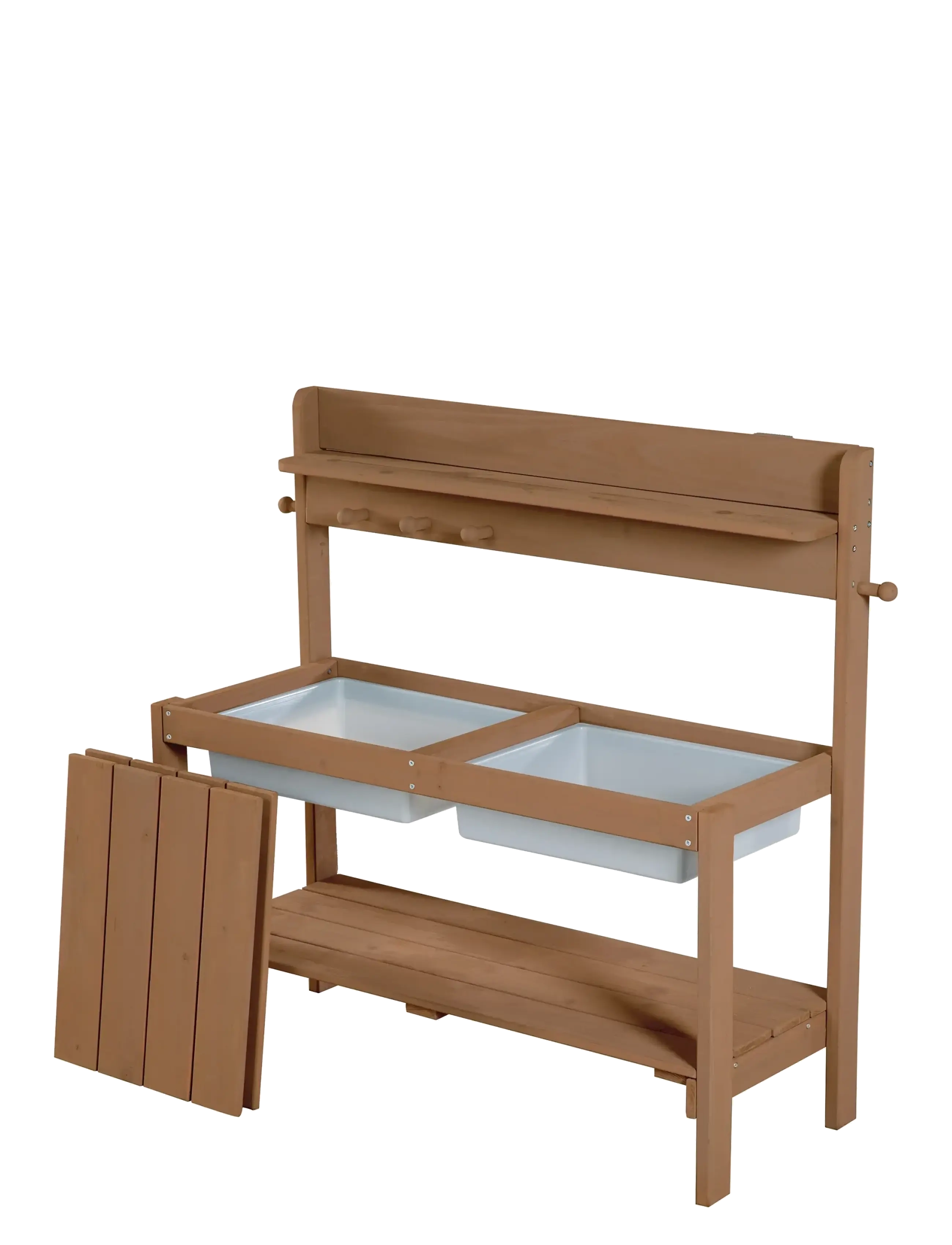 ROBA - Outdoor FUN mud kitchen with 2 plastic play tubs - teak - 1