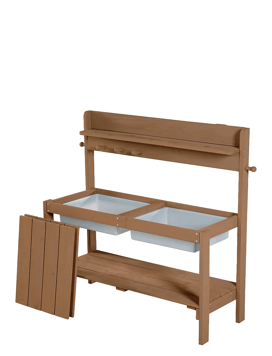 ROBA - Outdoor FUN mud kitchen with 2 plastic play tubs - teak - 1