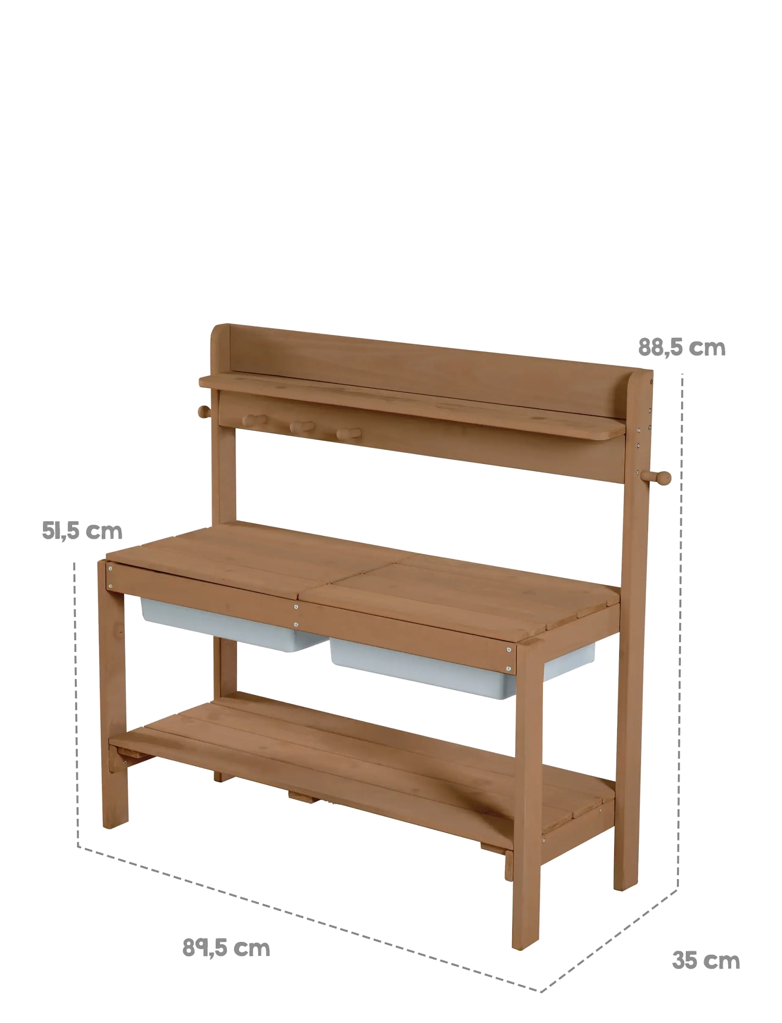 ROBA - Outdoor FUN mud kitchen with 2 plastic play tubs - teak - 4