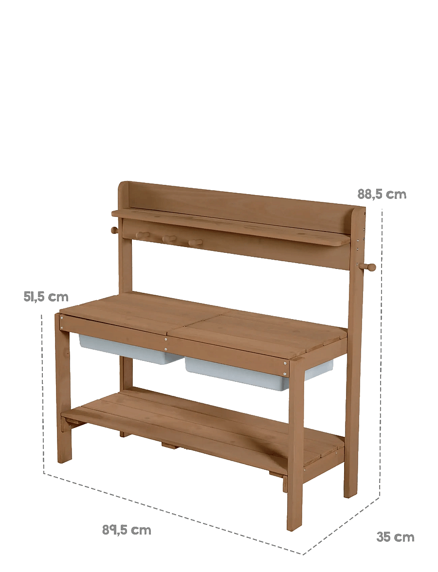 ROBA - Outdoor FUN mud kitchen with 2 plastic play tubs - teak - 4