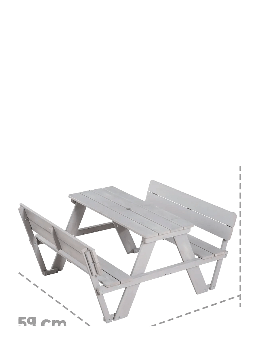 ROBA - Outdoor+ 'PICKNICK for 4' children's backrested picnic bench - havemøbler - gray - 1