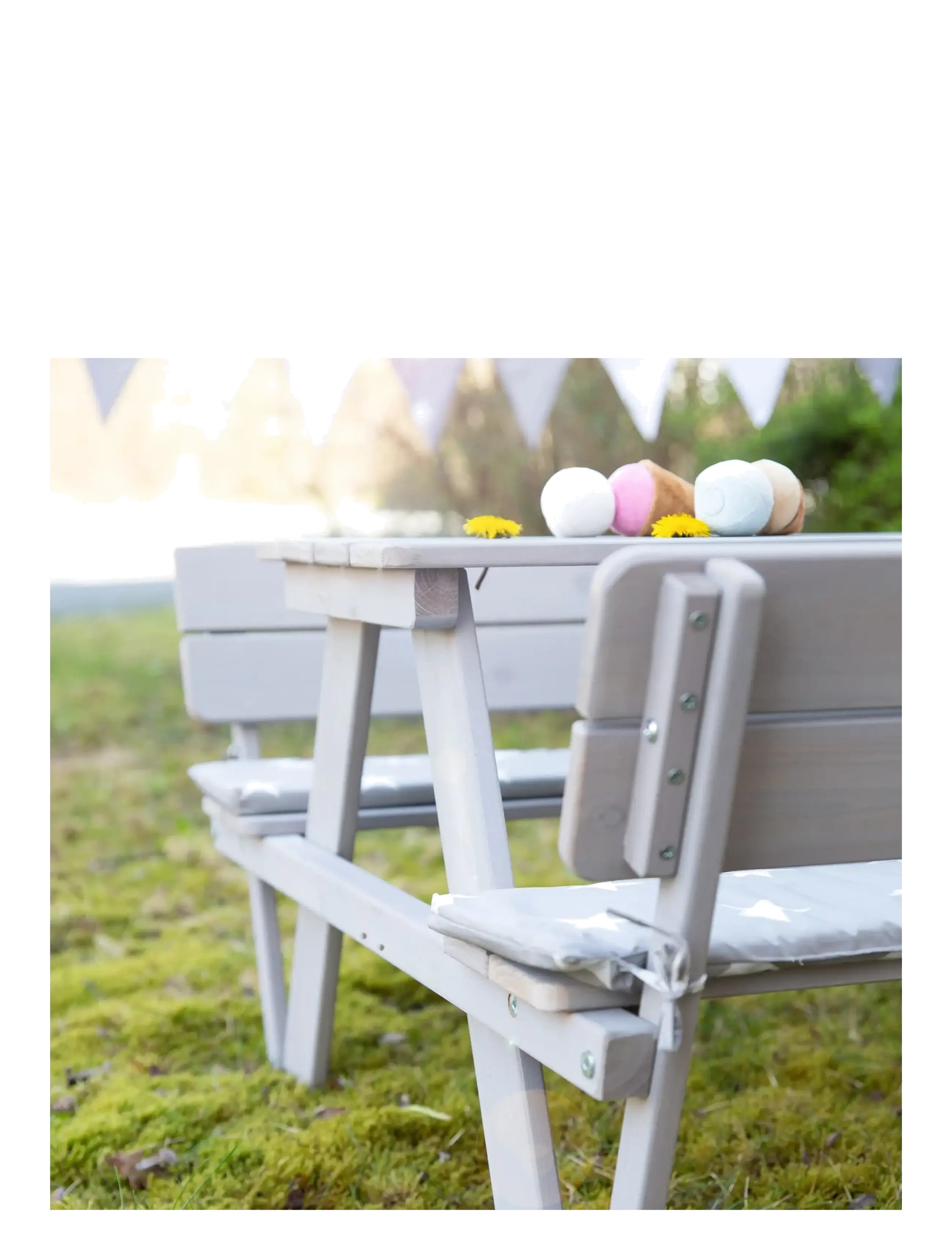 ROBA - Outdoor+ 'PICKNICK for 4' children's backrested picnic bench - havemøbler - gray - 3