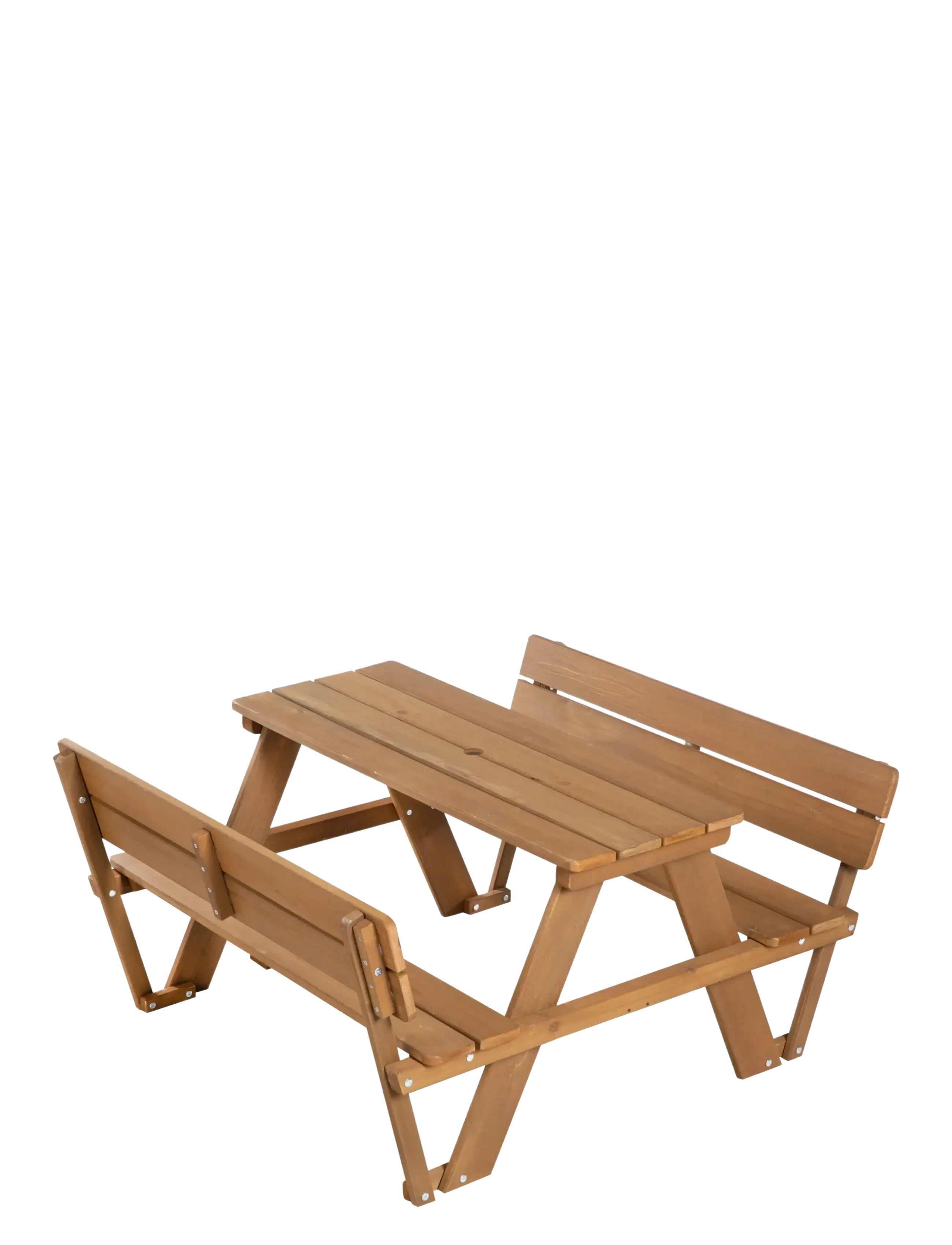ROBA Outdoor+ 'Picknick For 4' Children's Backrested Picnic Bench And Table, Outdoor Furniture, Brun, Str: 107X89X50.5CM