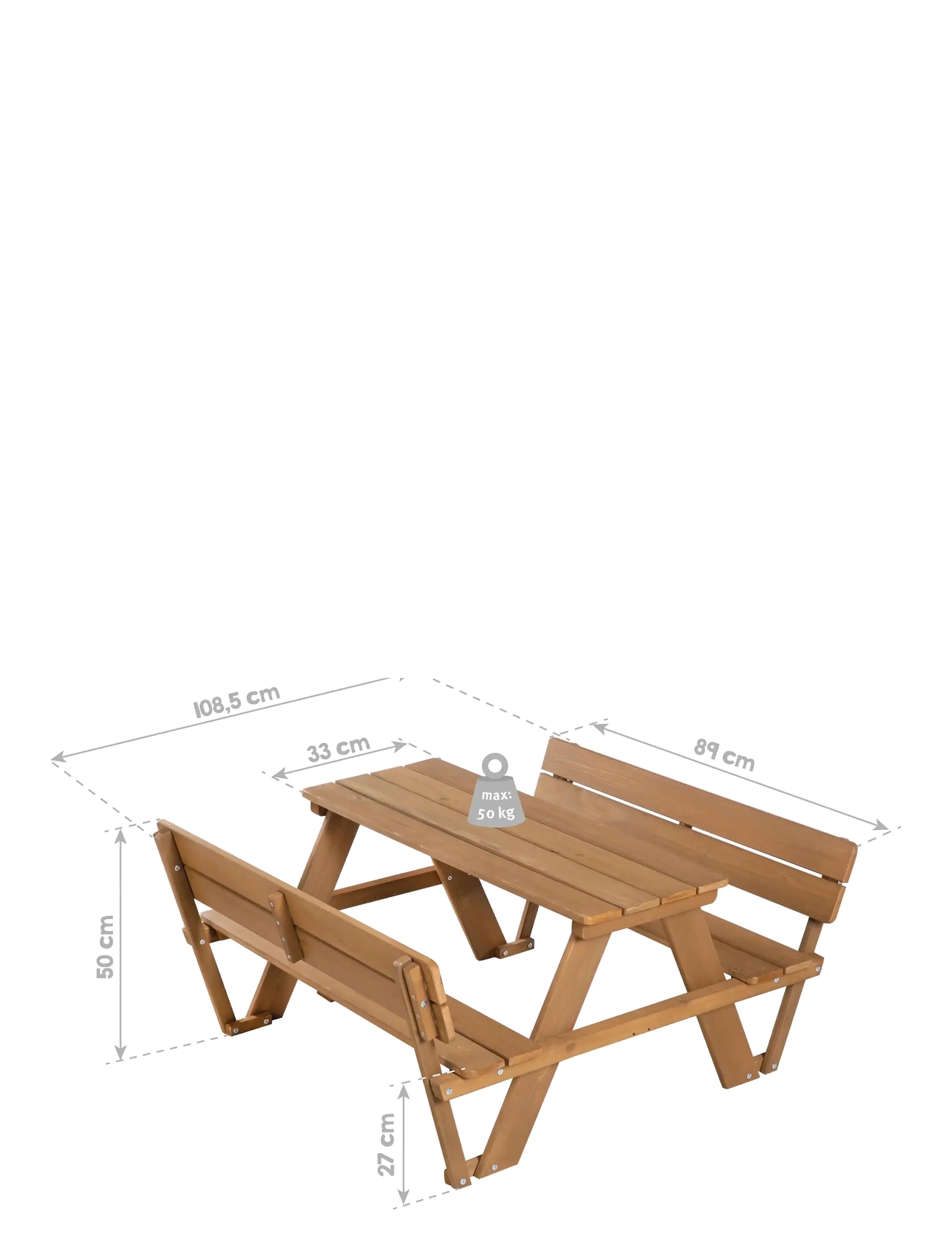 ROBA - Outdoor+ 'PICKNICK for 4' children's backrested picnic bench and table - ulkokalusteet - teakholz farben - 2