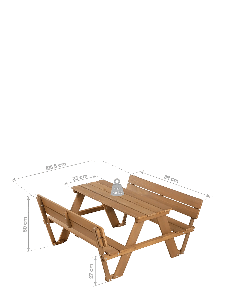 ROBA - Outdoor+ 'PICKNICK for 4' children's backrested picnic bench and table - ulkokalusteet - teakholz farben - 2
