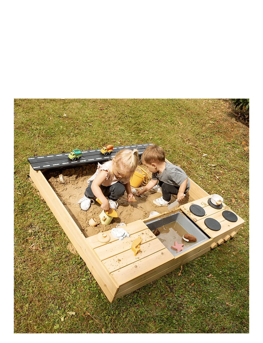 ROBA - Sandpit with road, stove and play tray - natural - 1