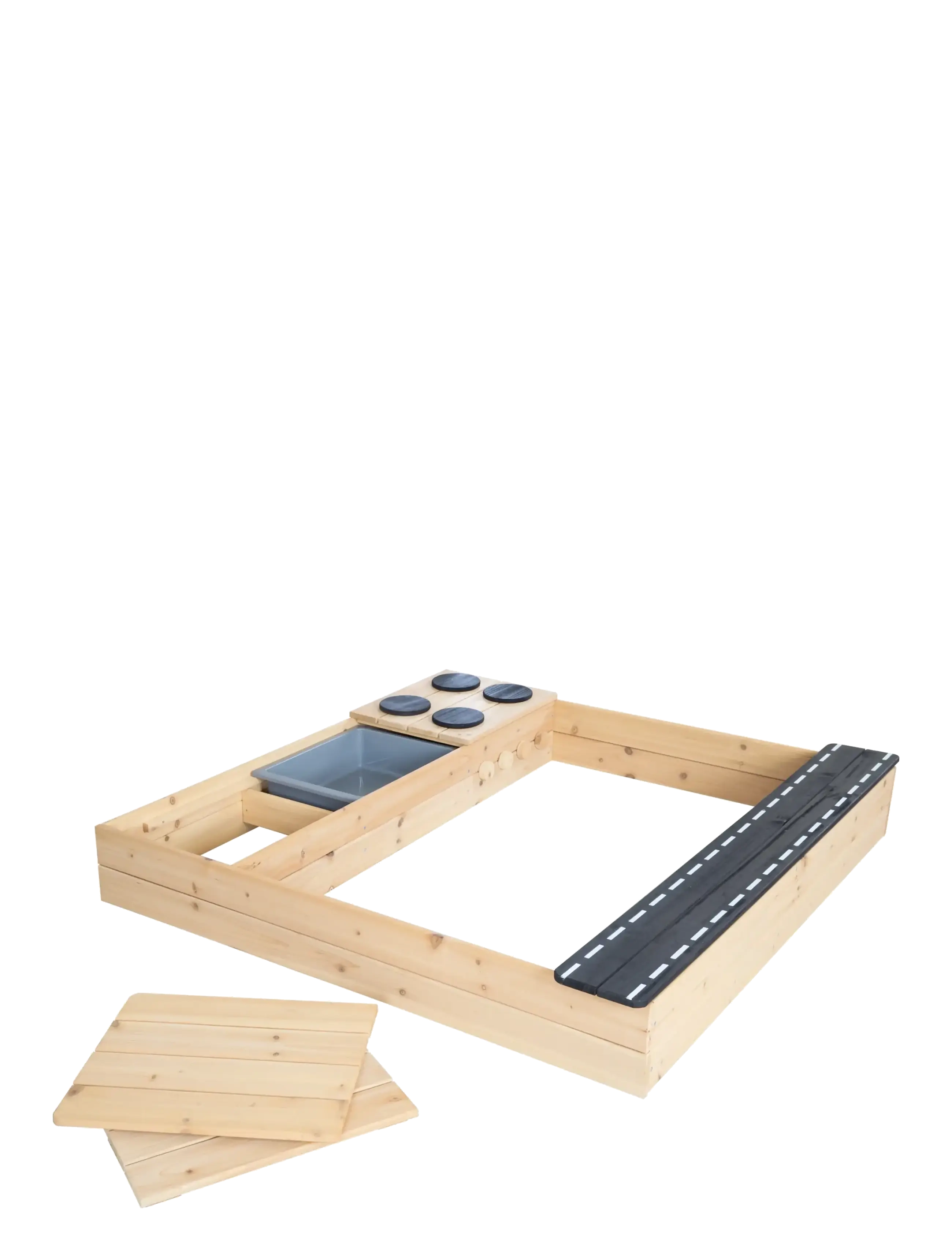 ROBA - Sandpit with road, stove and play tray - natural - 2