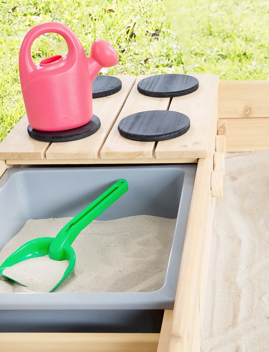 ROBA - Sandpit with road, stove and play tray - natural - 0