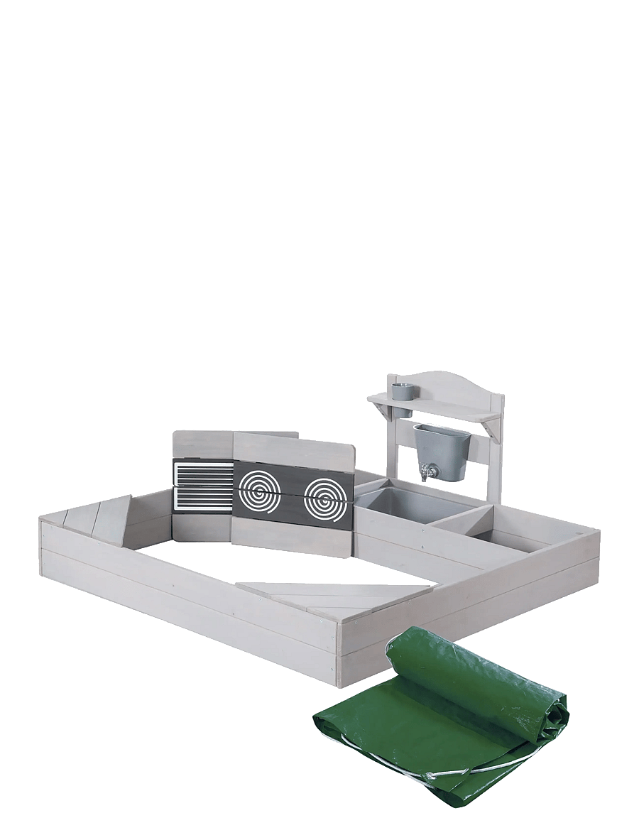 ROBA - Sandpit with large mud kitchen and cover, - gray - 0
