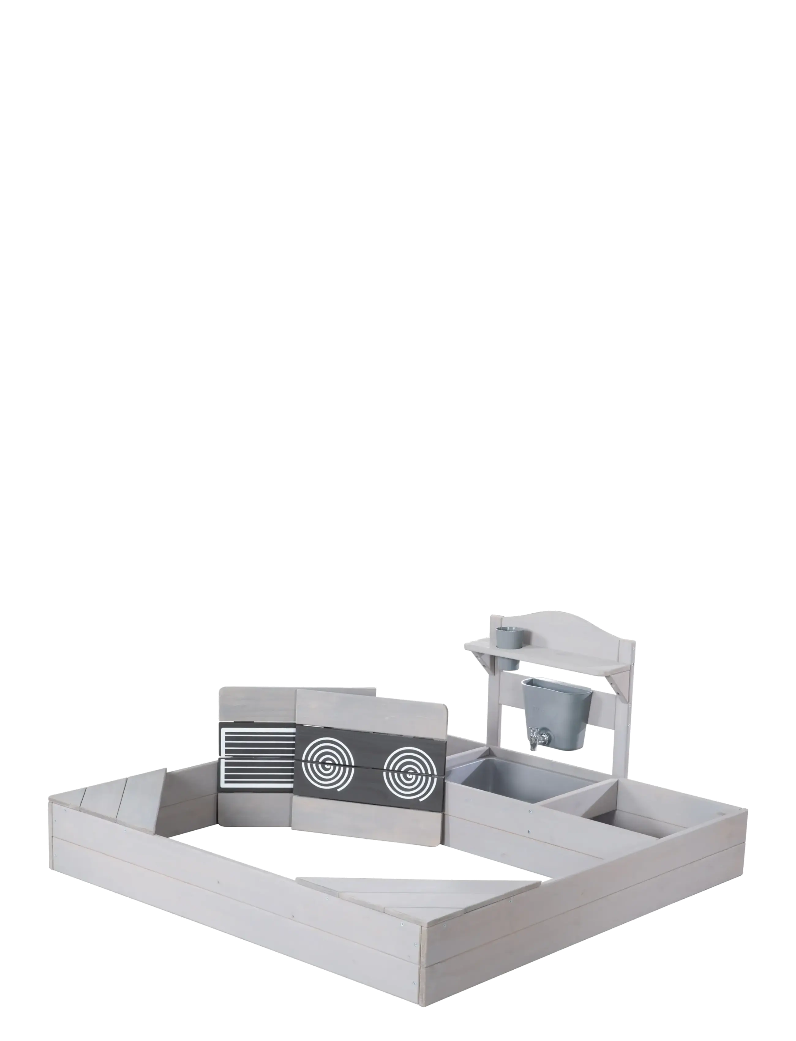 ROBA - Sandpit with large mud kitchen and cover, - gray - 2