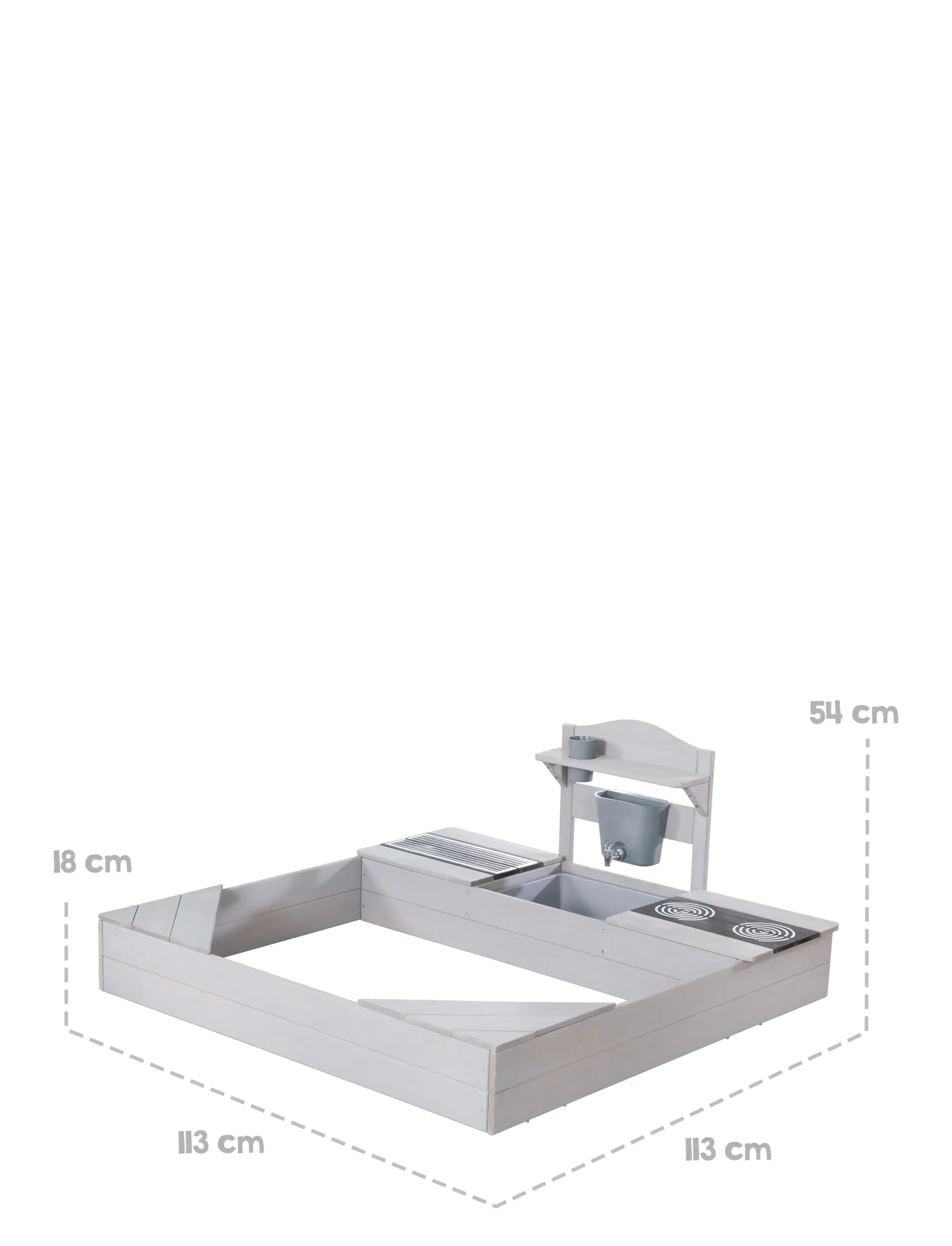 ROBA - Sandpit with large mud kitchen and cover, - gray - 4