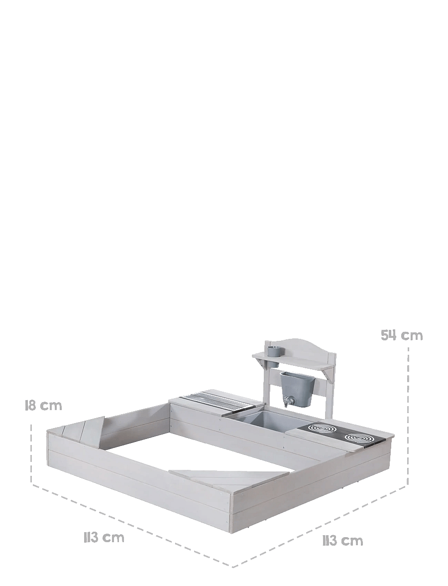 ROBA - Sandpit with large mud kitchen and cover, - gray - 4