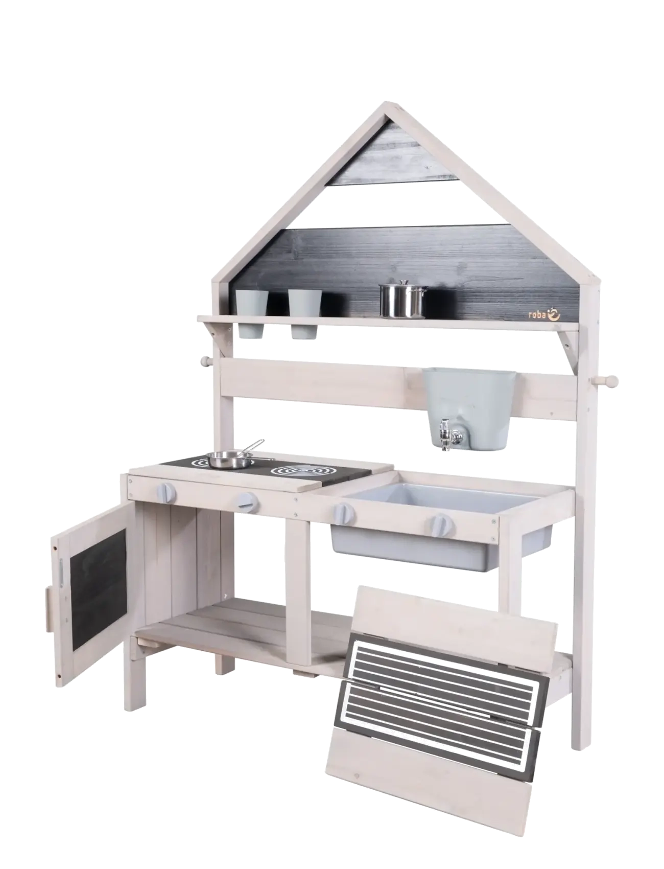 ROBA Outdoor Play And Mud Kitchen With A House Look, One Size, Toy & Accessories, Grau - Kitchens, Kinder