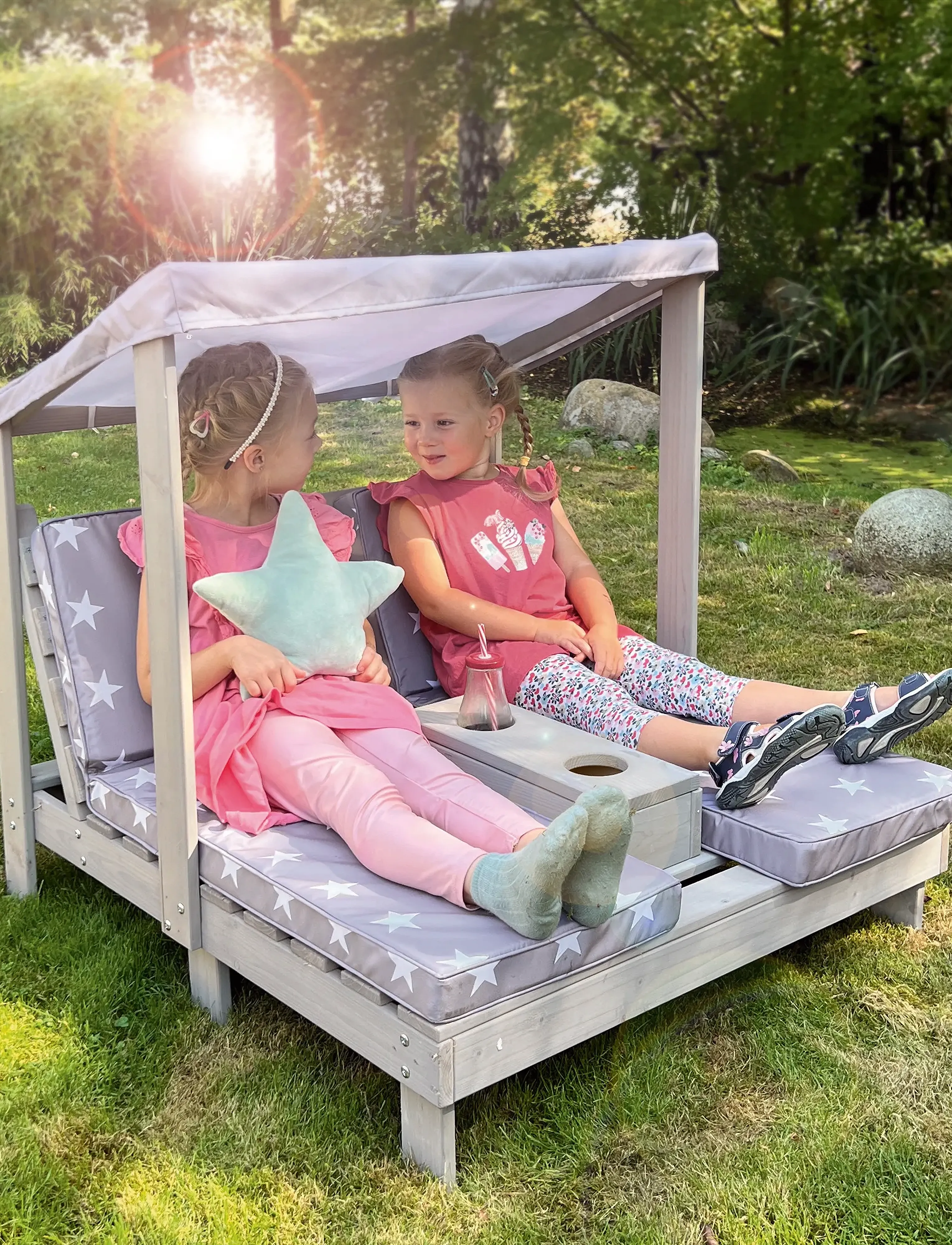 ROBA Wooden 2-Seater Garden Lounger, One Size, Furniture, Mehrfarbig/gemustert - Sofas, Kinder