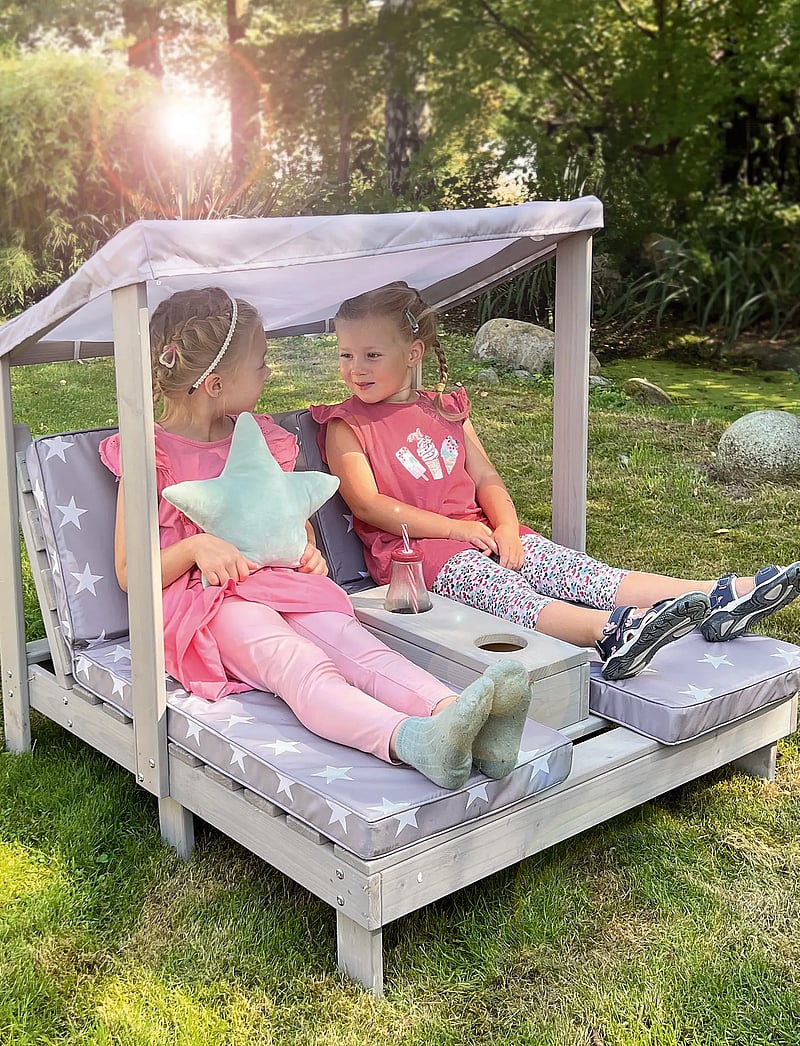 ROBA - Wooden 2-Seater Garden Lounger - lauko baldai - gray - 0