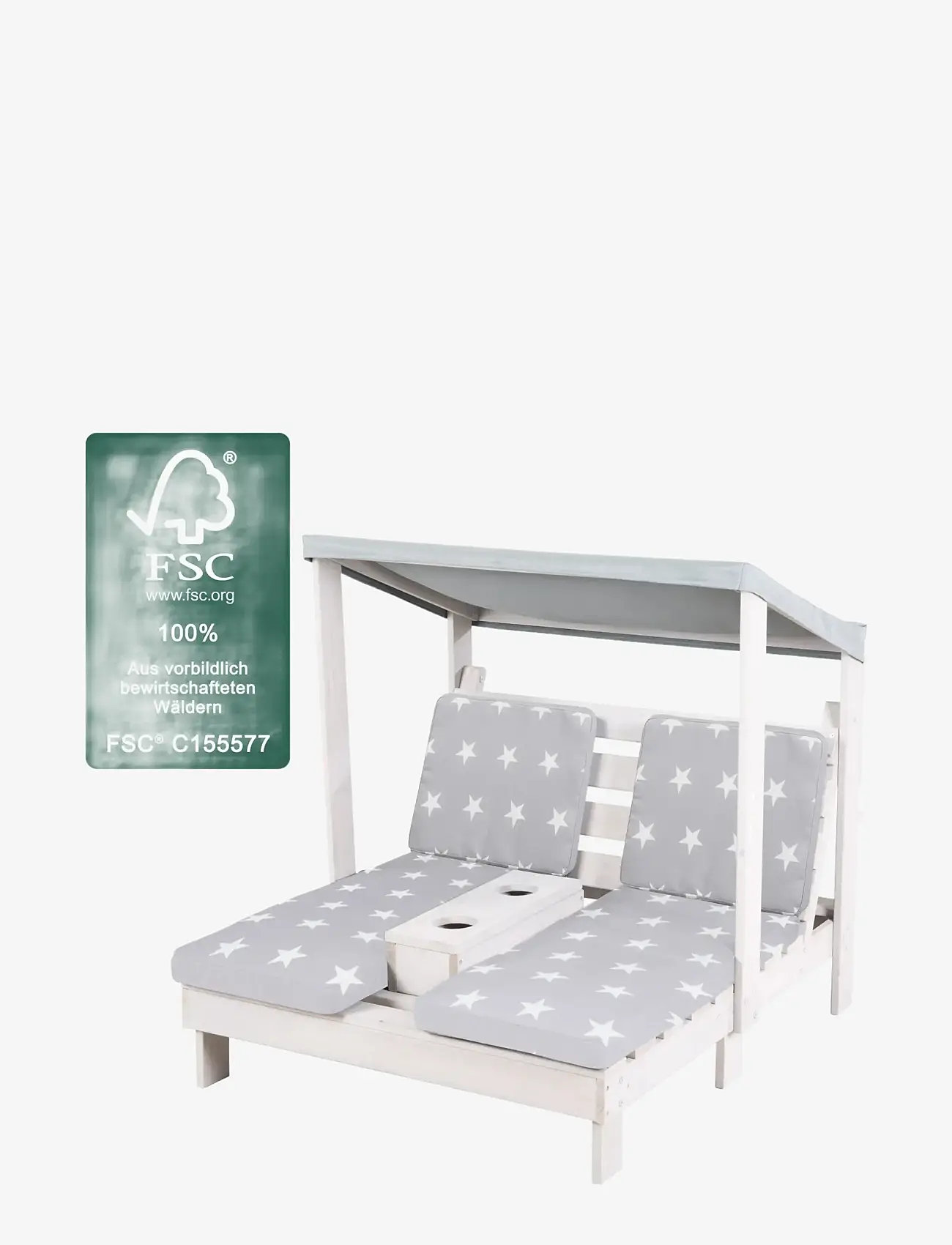 ROBA - Wooden 2-Seater Garden Lounger - lauko baldai - gray - 4