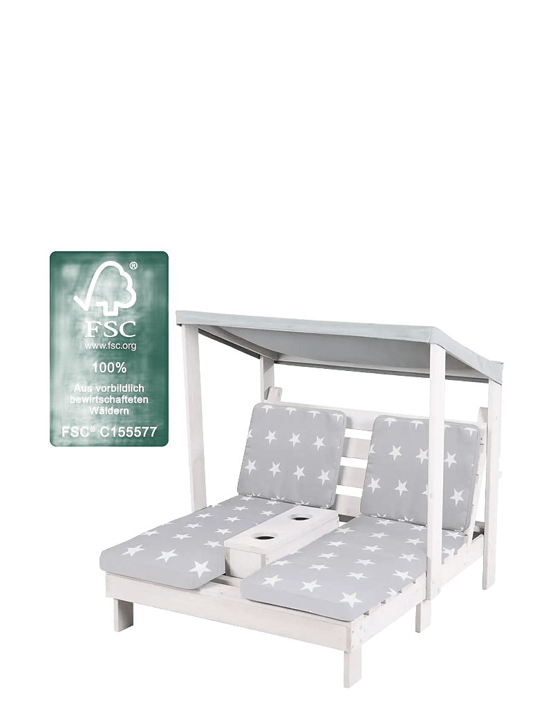 ROBA - Wooden 2-Seater Garden Lounger - lauko baldai - gray - 4