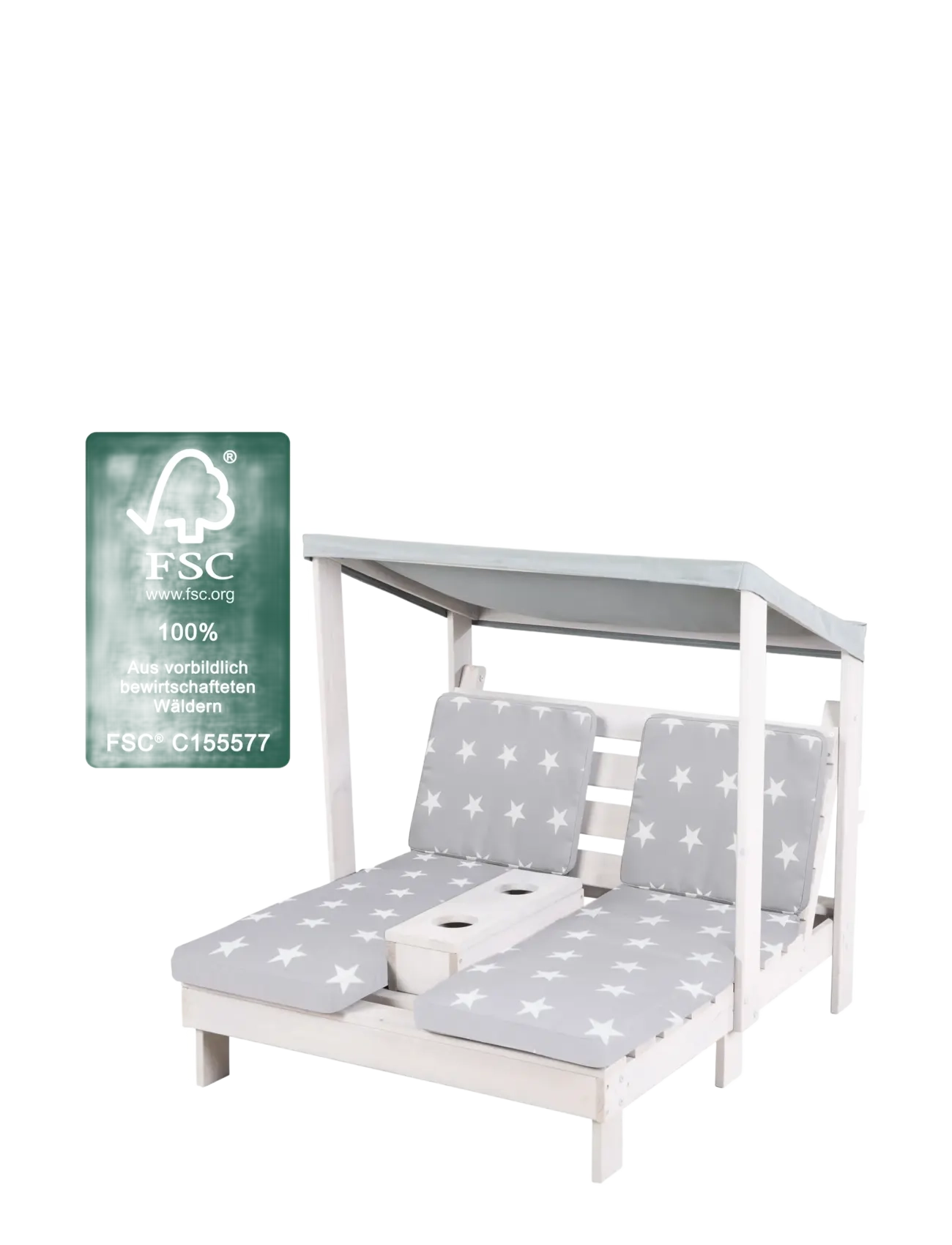 ROBA - Wooden 2-Seater Garden Lounger - buitenmeubels - gray - 4